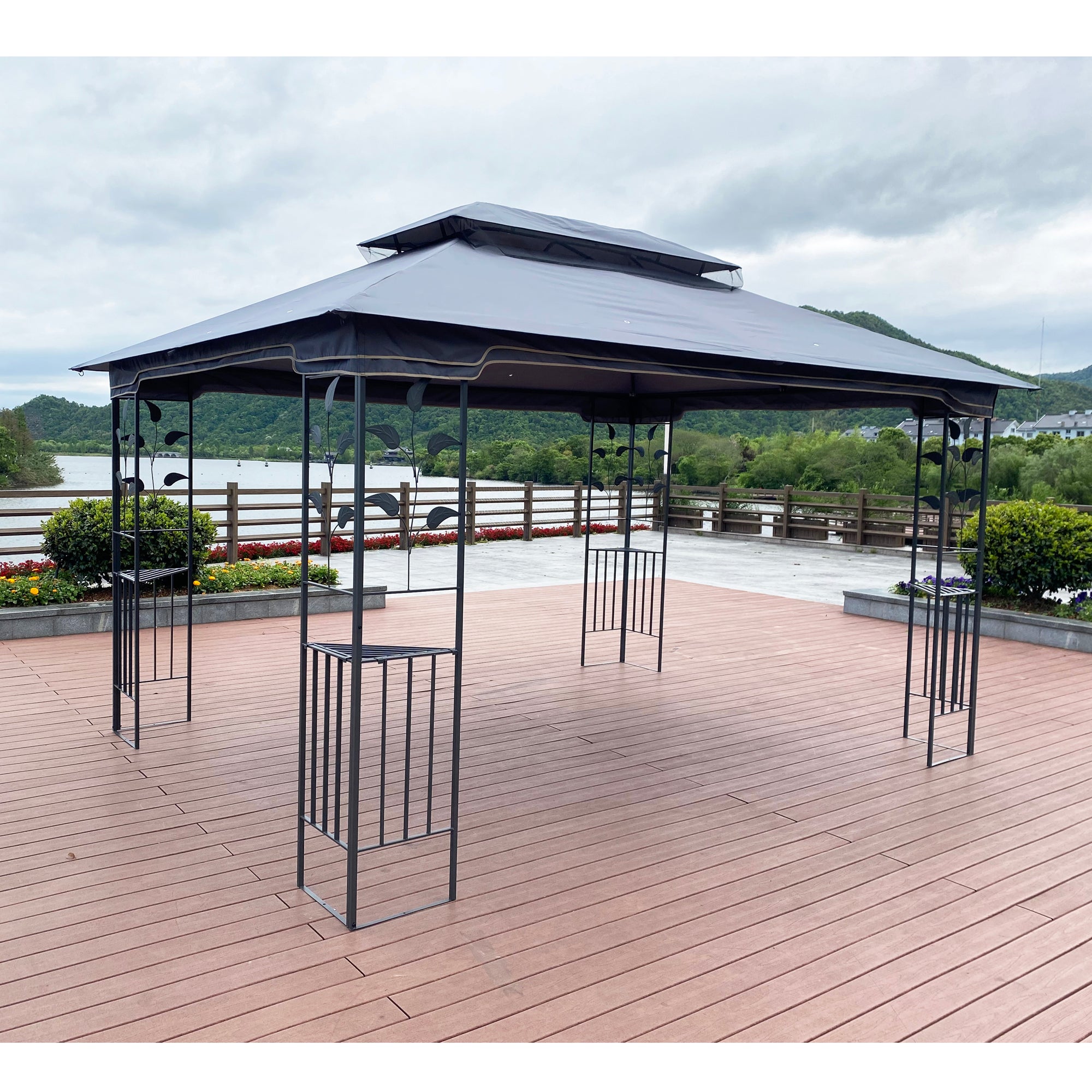 13' x 10' Outdoor Patio Gazebo Canopy Tent With Ventilated Double Roof And Mosquito net