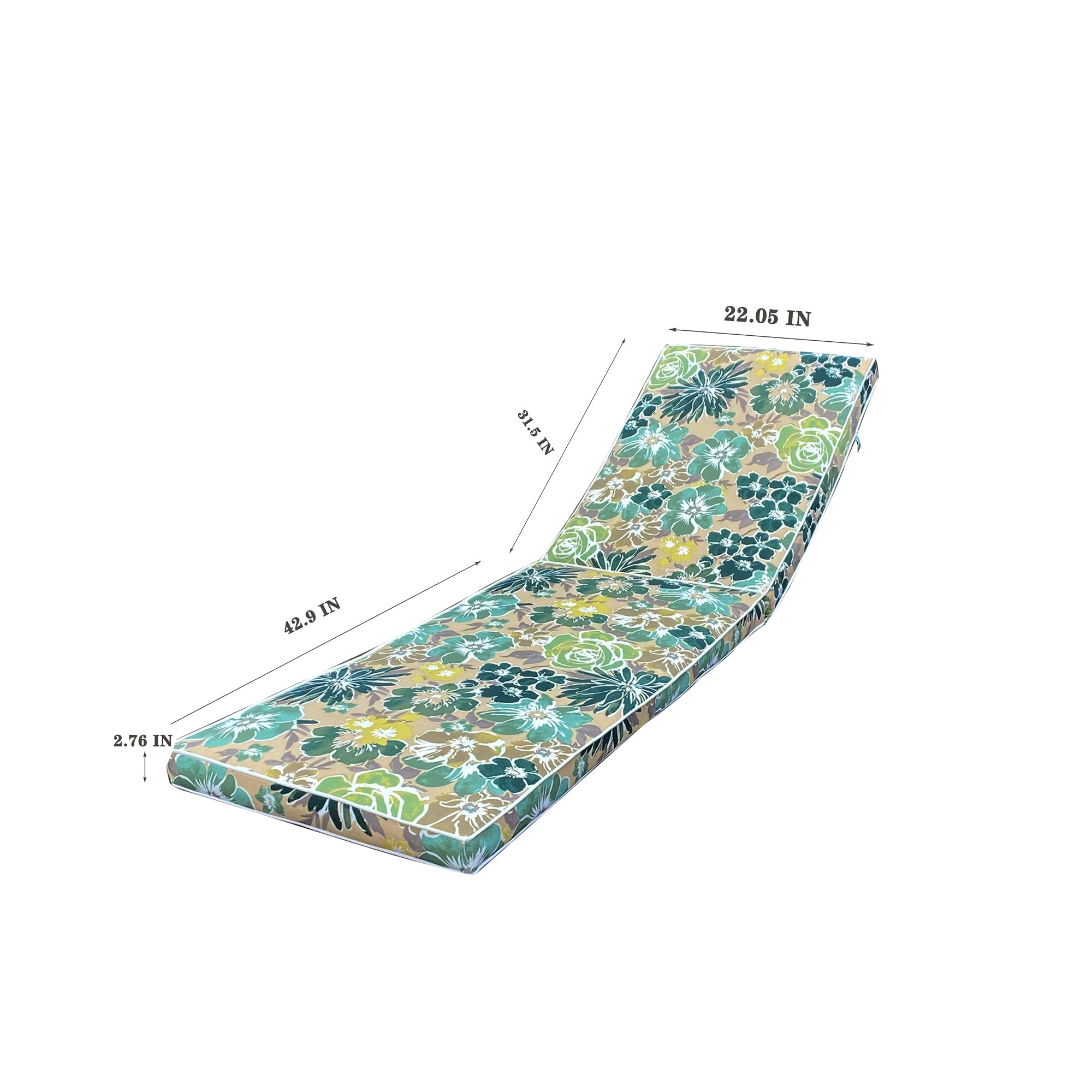 22.05 in. x 74.41 in. 2PCS Set Patio Outdoor Lounge Chair Cushion Replacement