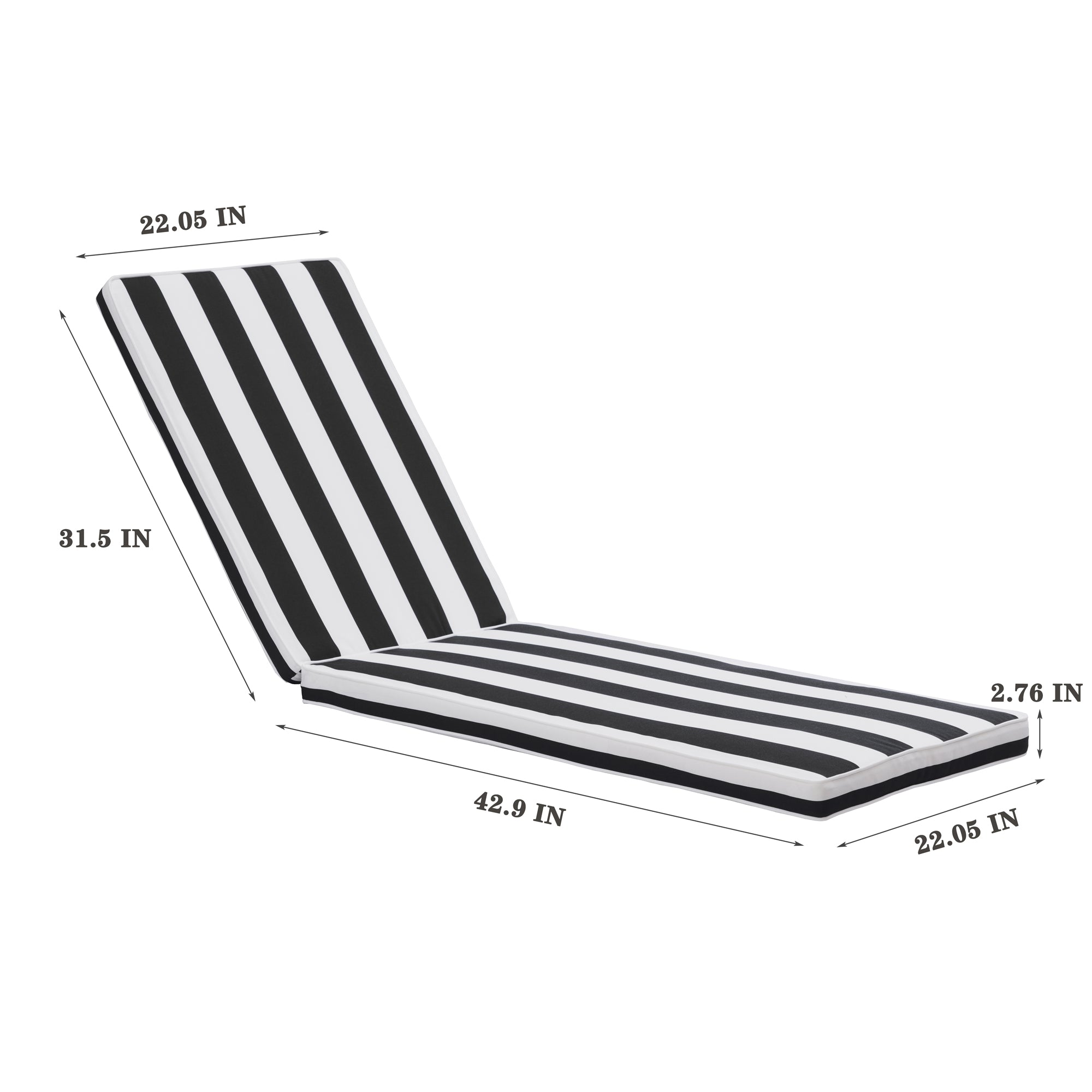 22.05 in. x 74.41 in. 2PCS Set Patio Outdoor Lounge Chair Cushion Replacement