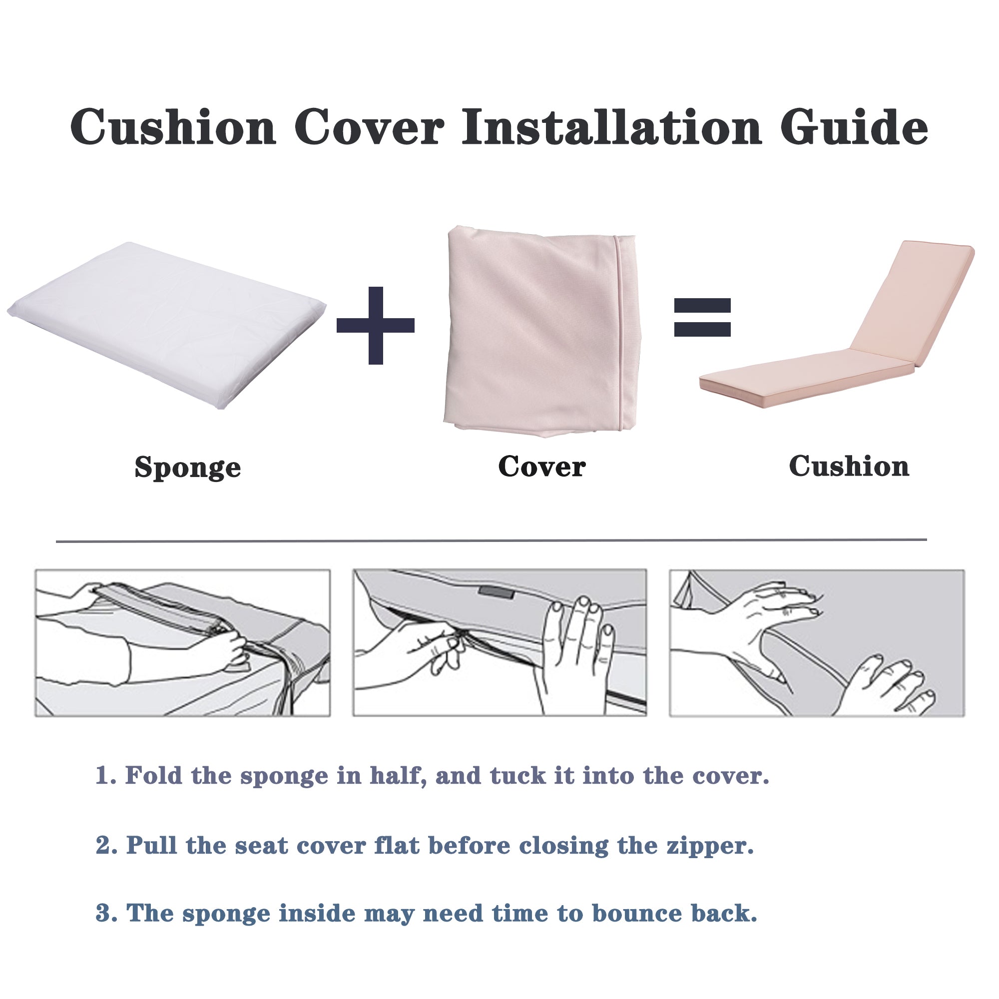 22.05 in. x 74.41 in. 2PCS Set Patio Outdoor Lounge Chair Cushion Replacement