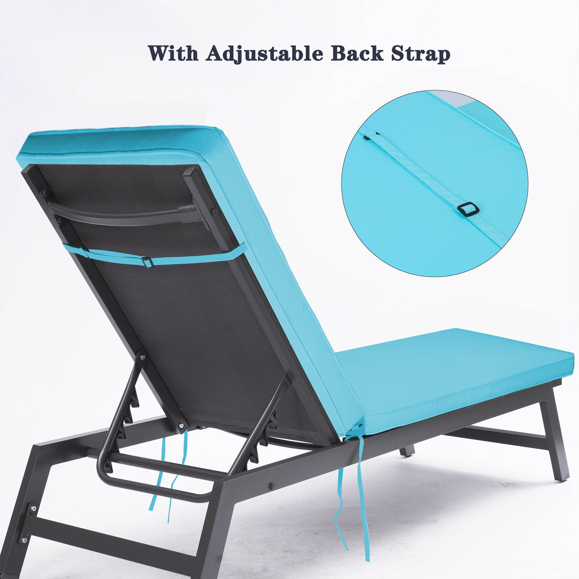 22.05 in. x 74.41 in. 2PCS Set Patio Outdoor Lounge Chair Cushion Replacement