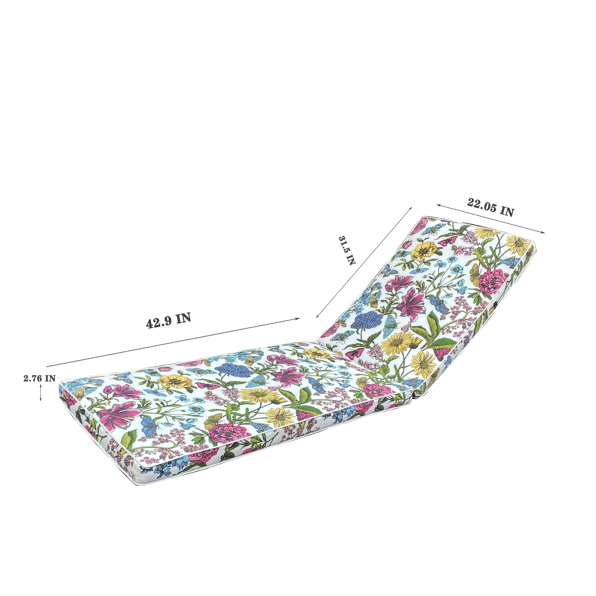 22.05 in. x 74.41 in. 2PCS Set Patio Outdoor Lounge Chair Cushion Replacement