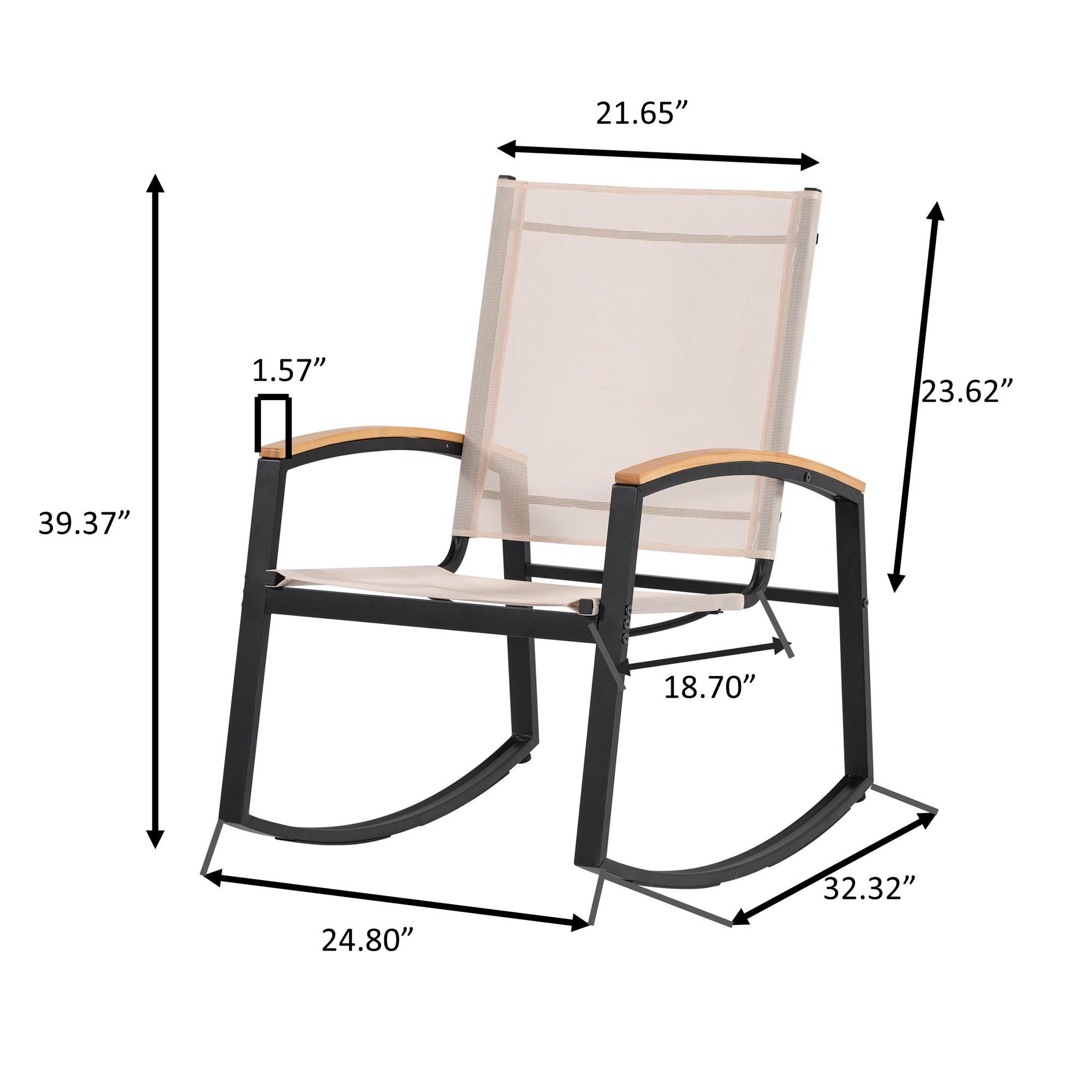 3 Piece Outdoor Black Rocking Patio conversation Set