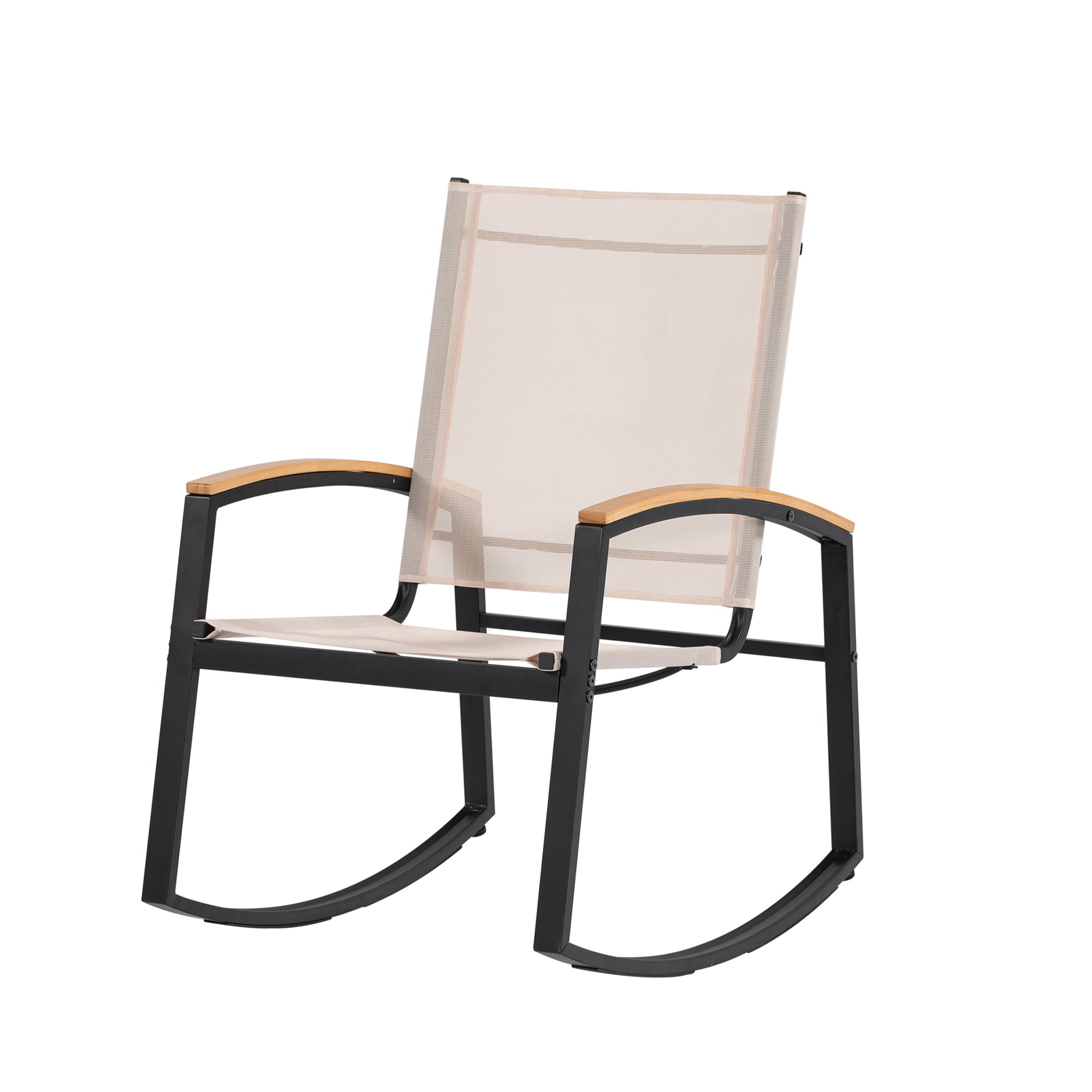 3 Piece Outdoor Black Rocking Patio conversation Set
