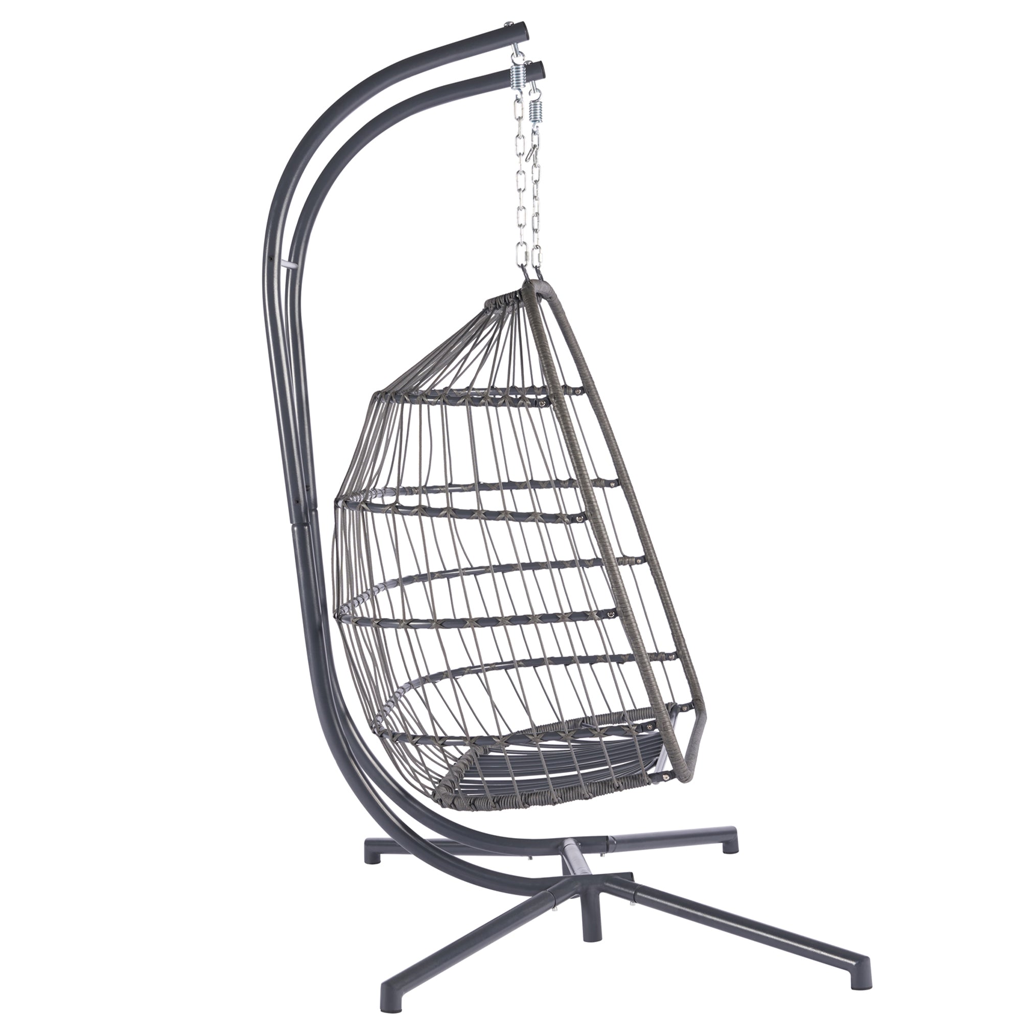 2 Person Wicker Rattan Patio Hanging Swing Egg Chair with Cushion