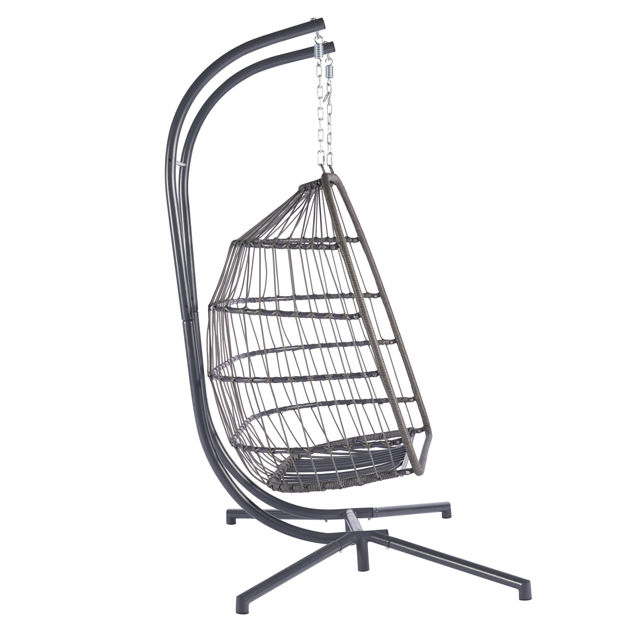 2 Person Wicker Rattan Patio Hanging Swing Egg Chair with Cushion
