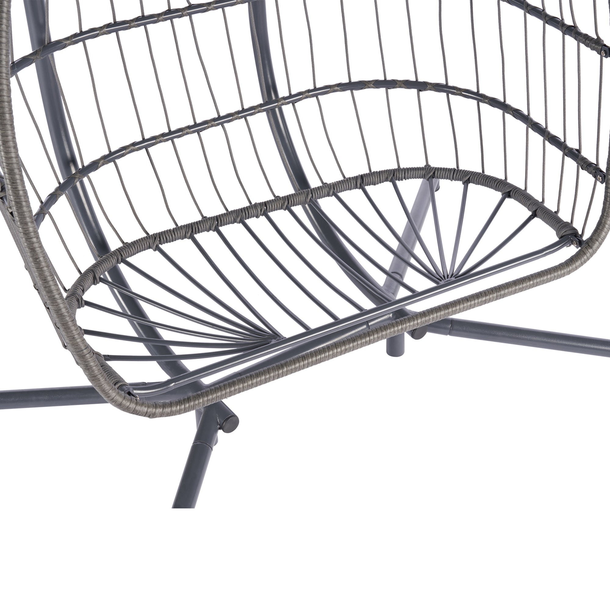 2 Person Wicker Rattan Patio Hanging Swing Egg Chair with Cushion