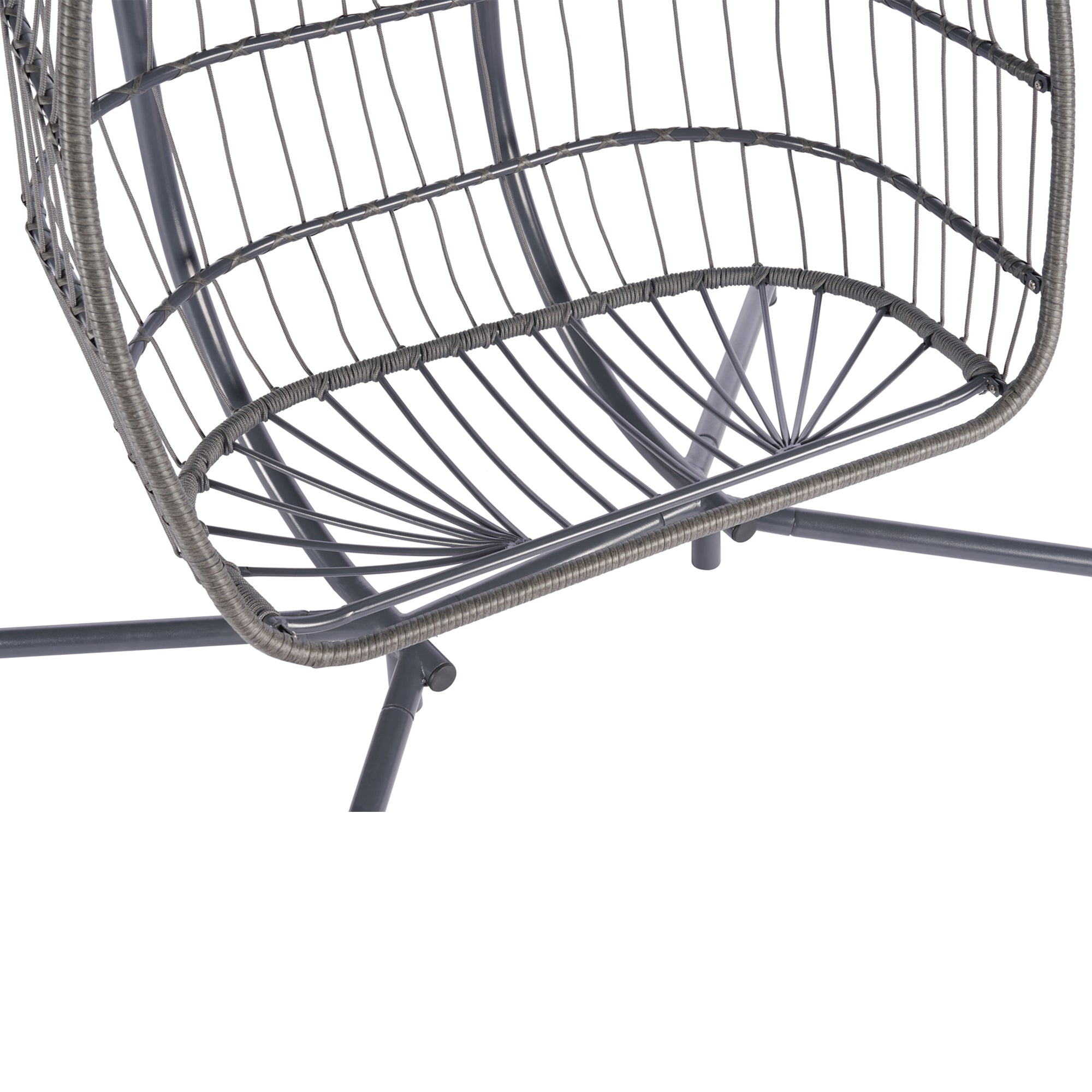 2 Person Wicker Rattan Patio Hanging Swing Egg Chair with Cushion