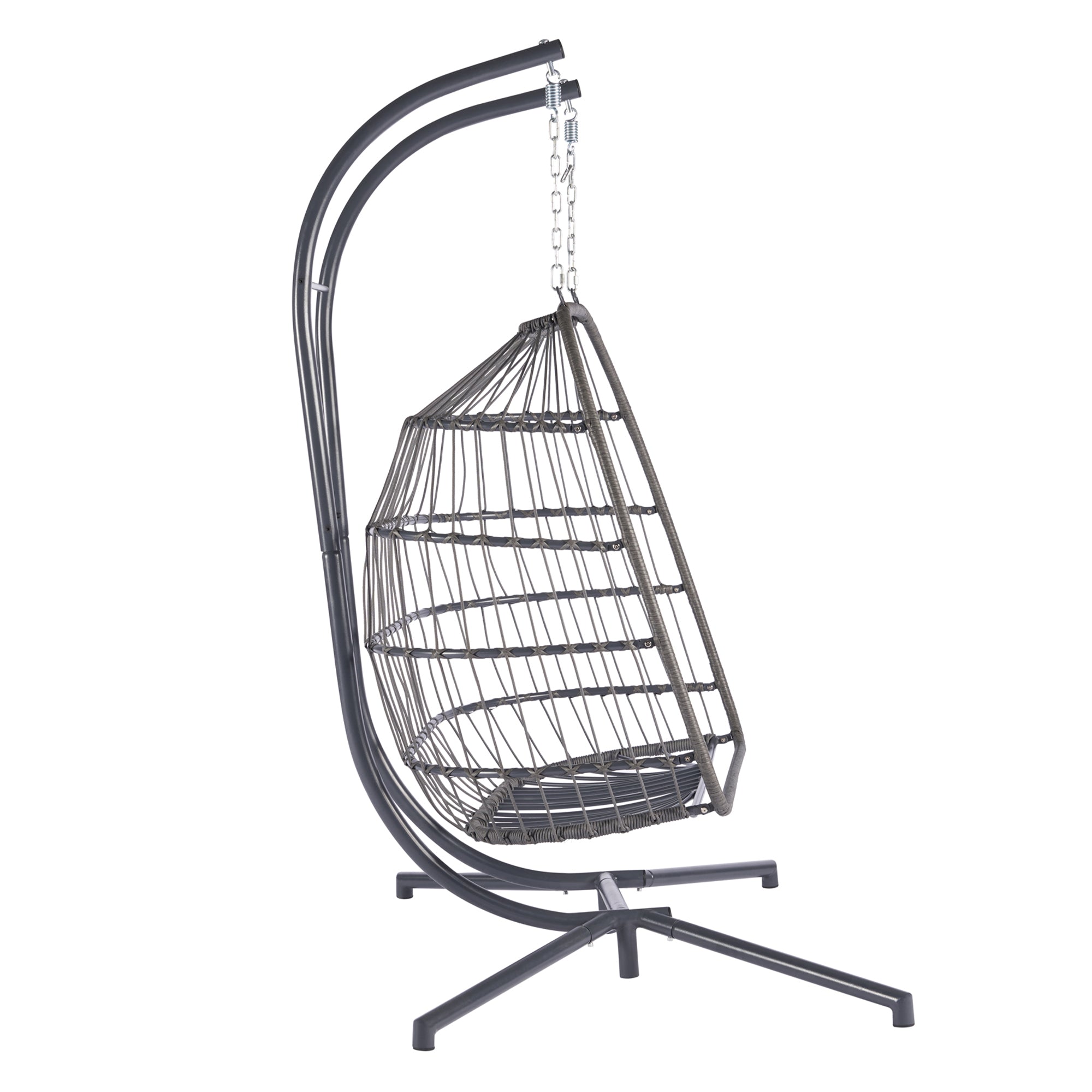 2 Person Wicker Rattan Patio Hanging Swing Egg Chair with Cushion