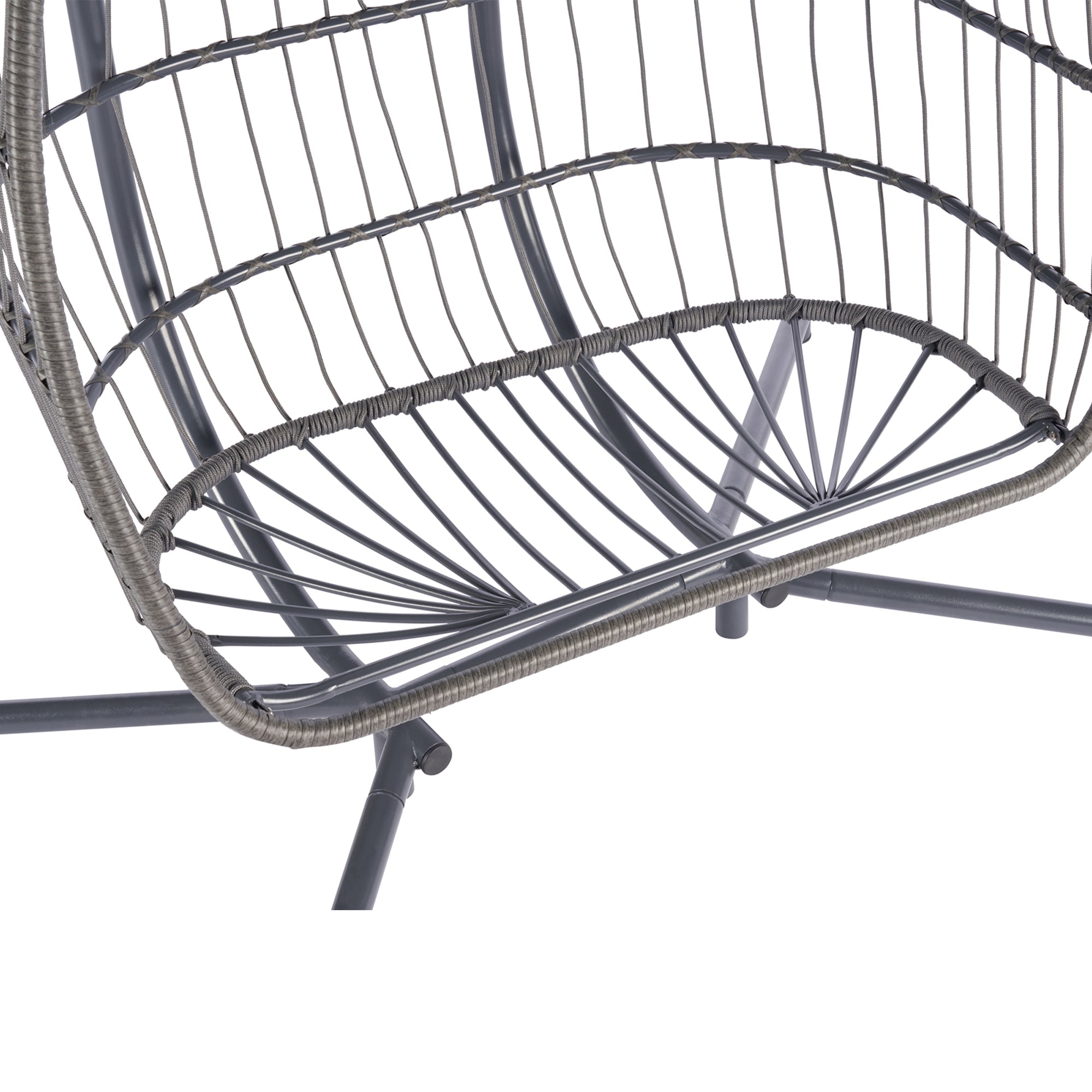 2 Person Wicker Rattan Patio Hanging Swing Egg Chair with Cushion