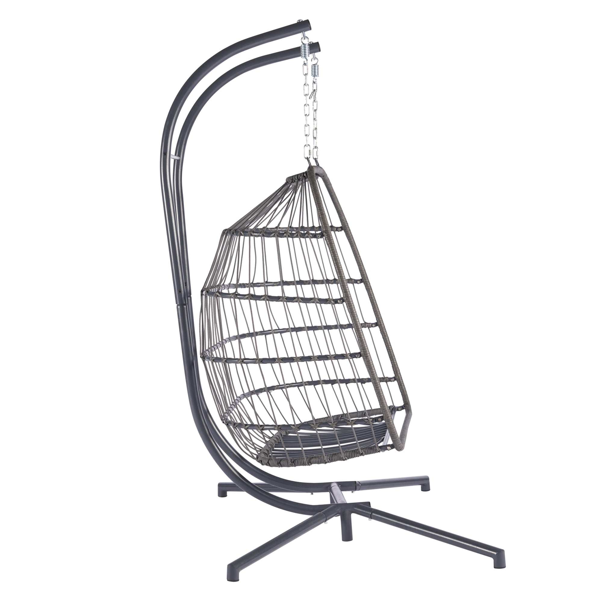 2 Person Wicker Rattan Patio Hanging Swing Egg Chair with Cushion
