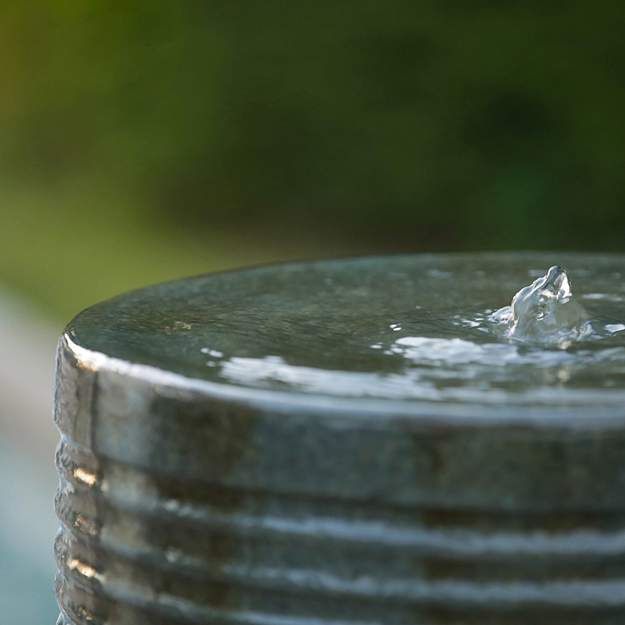 44 in. Tall Outdoor Round Concrete Cylinder Ribbed Tower Water Fountain BOEDFF03AGN-BRO