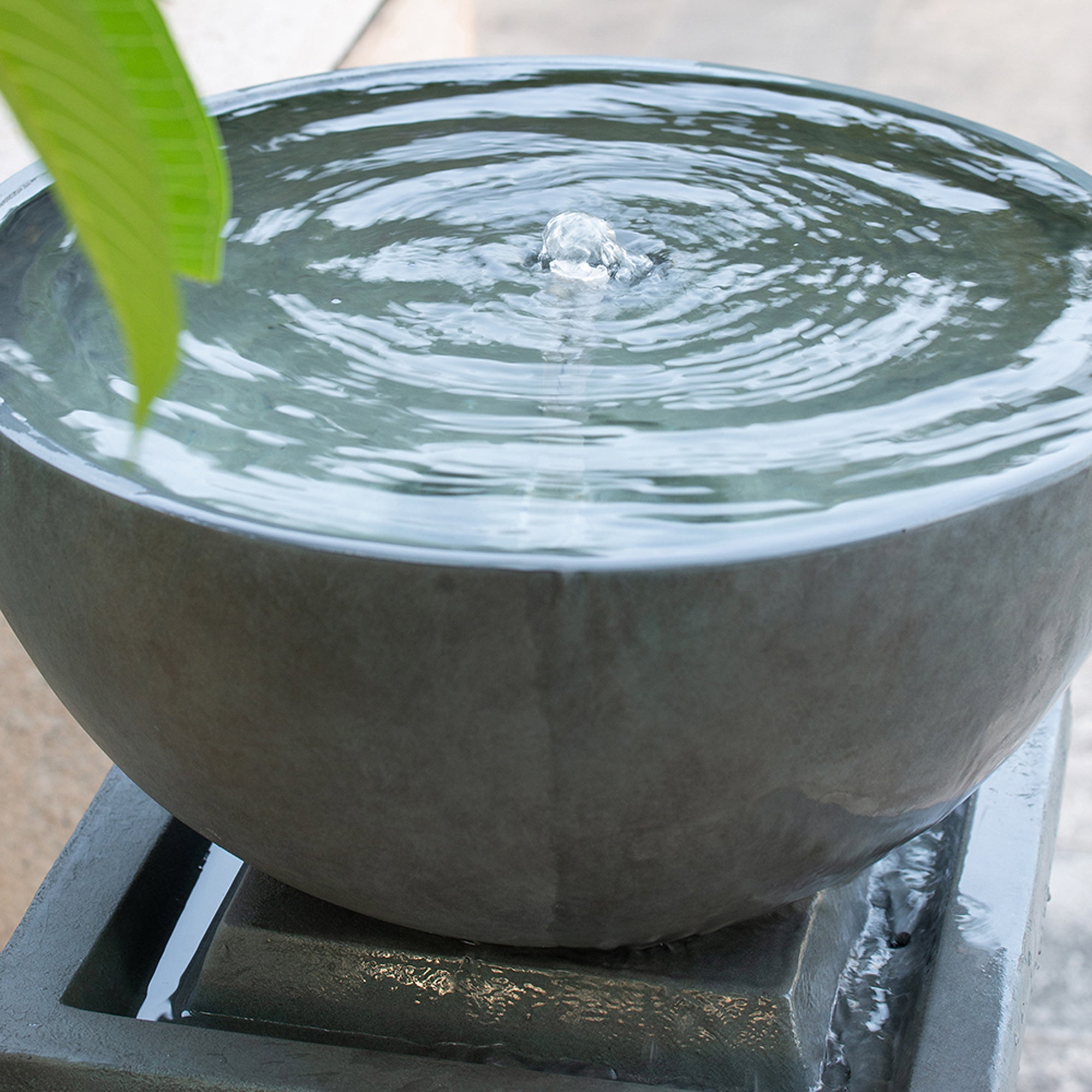 35.5 in. Tall Outdoor Gray Polyresin Zen Bowl Water Fountain  BOEDFF04-35GR