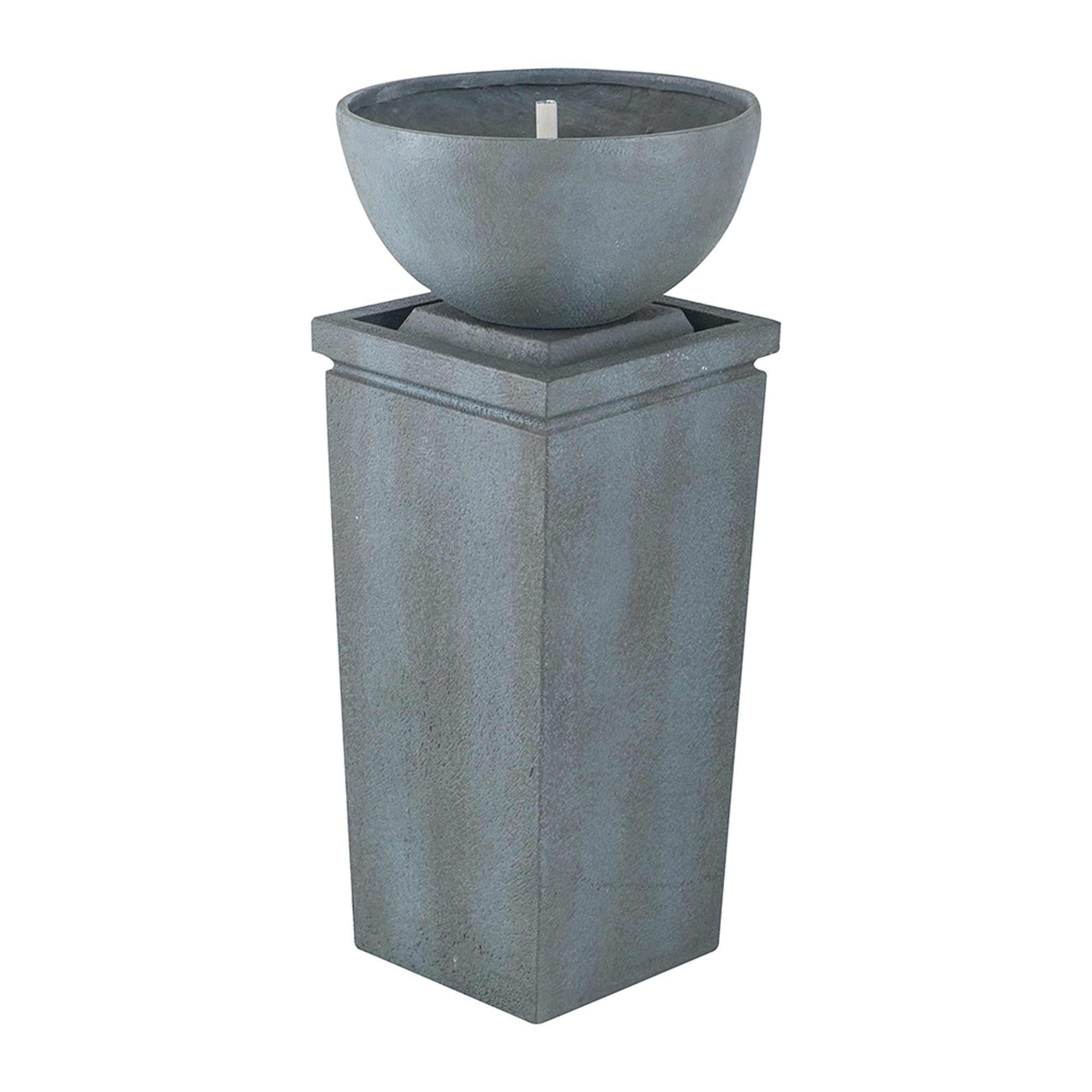 35.5 in. Tall Outdoor Gray Polyresin Zen Bowl Water Fountain  BOEDFF04-35GR