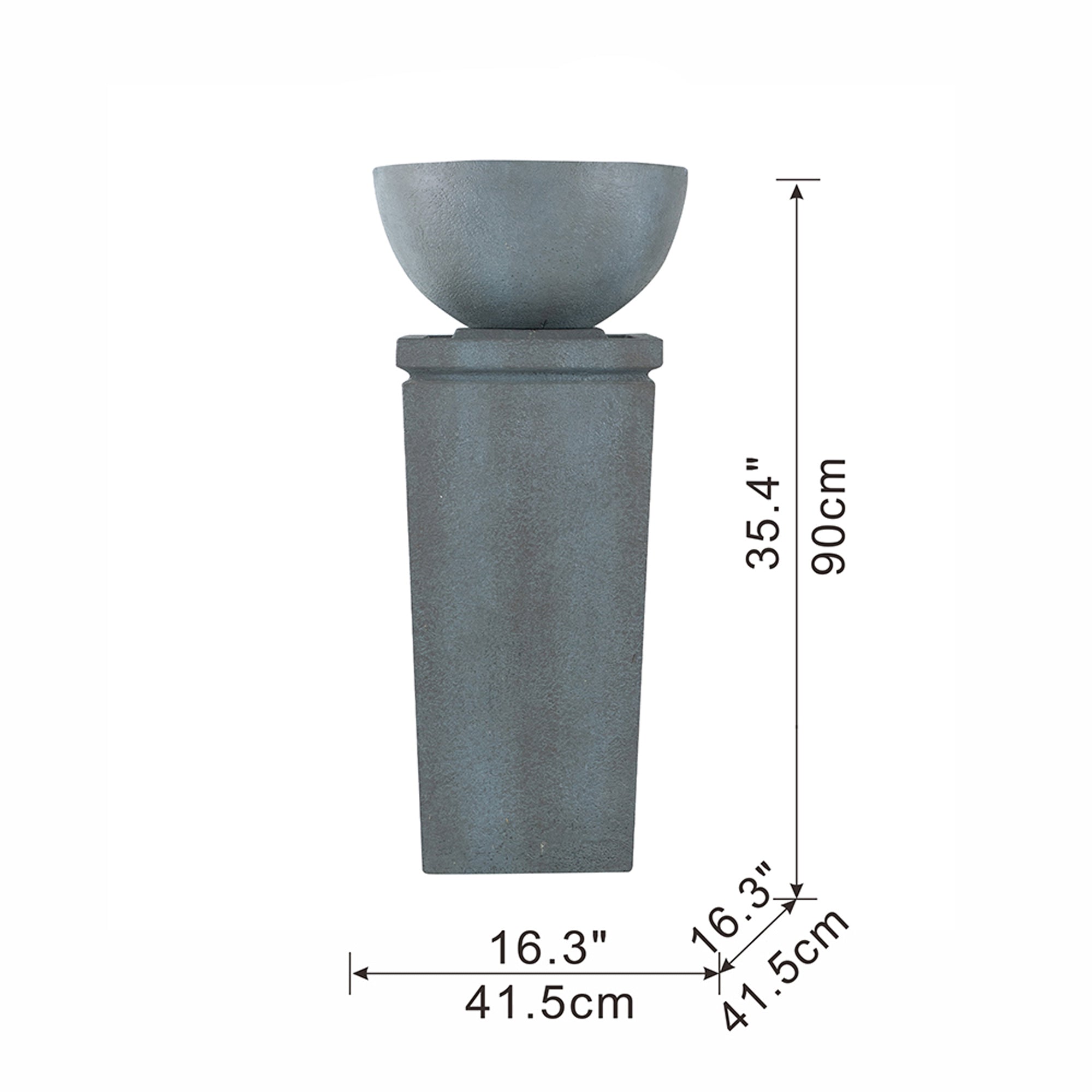 35.5 in. Tall Outdoor Gray Polyresin Zen Bowl Water Fountain  BOEDFF04-35GR