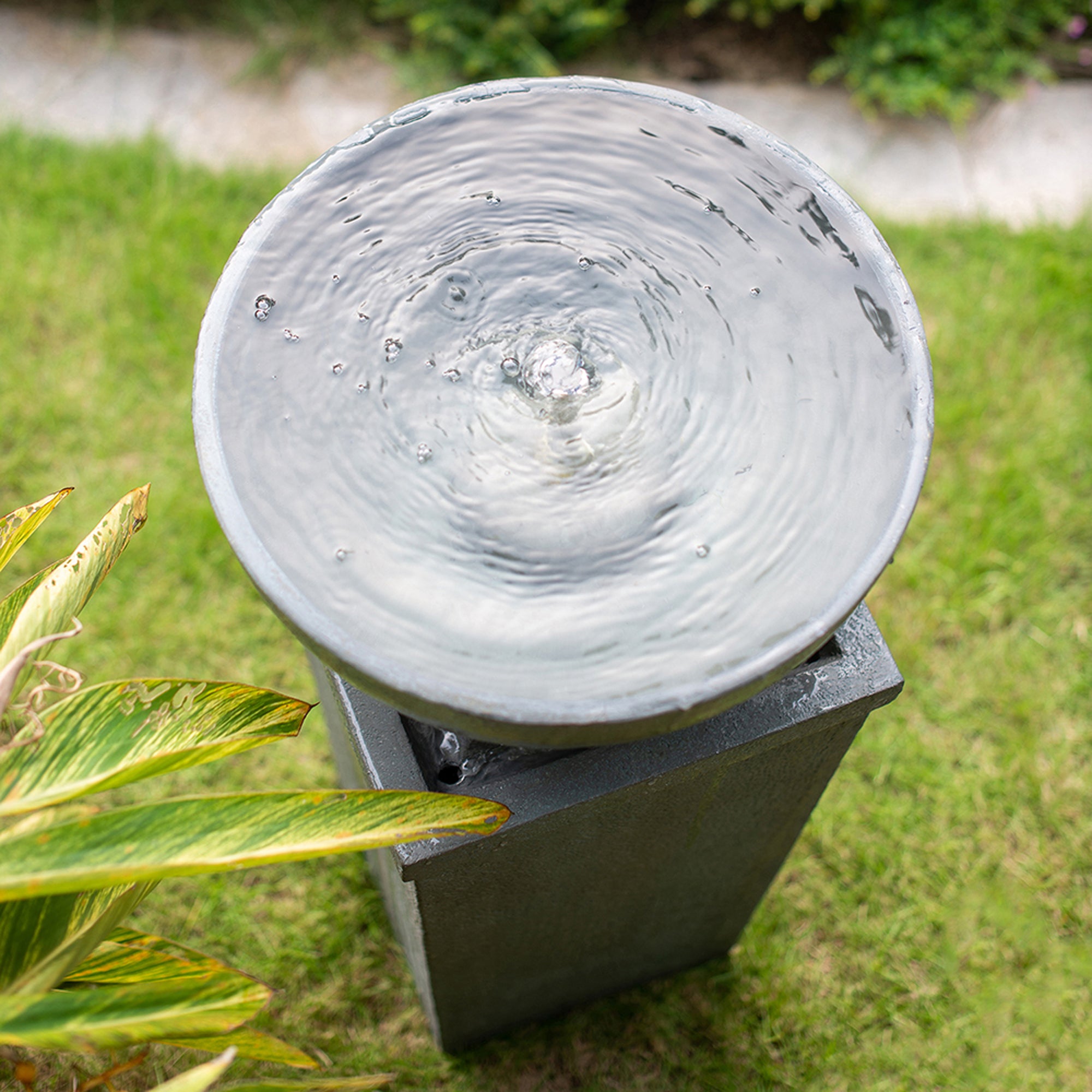 35.5 in. Tall Outdoor Gray Polyresin Zen Bowl Water Fountain  BOEDFF04-35GR