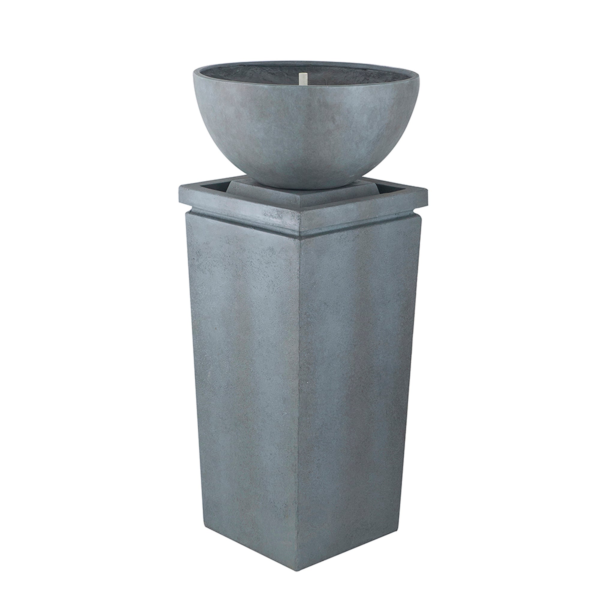 44.5 in. Tall Gray Outdoor Polyresin Zen Bowl Water Fountain    BOEDFF04-44GR