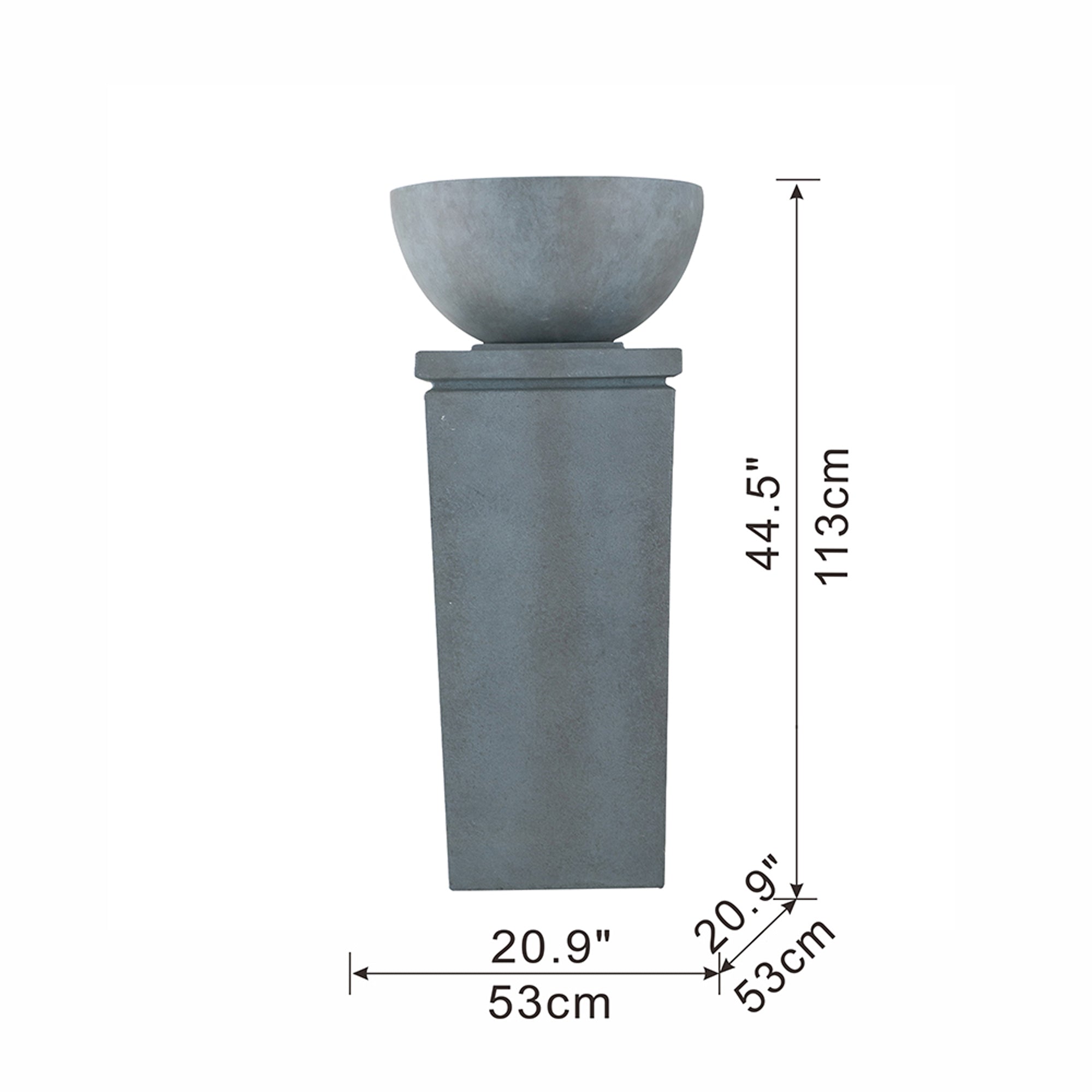 44.5 in. Tall Gray Outdoor Polyresin Zen Bowl Water Fountain    BOEDFF04-44GR