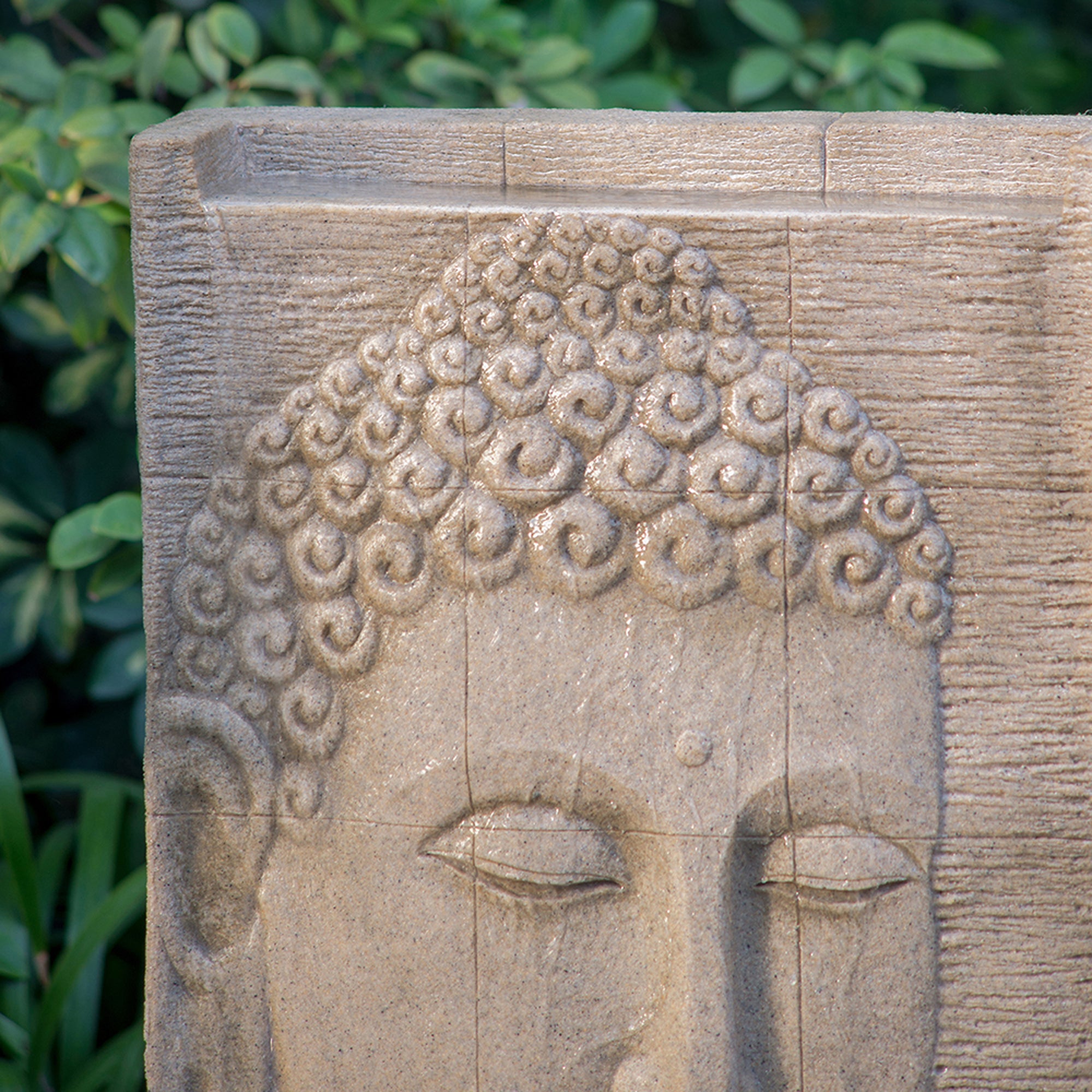 39 in. Tall Indoor/Outdoor Sandstone Buddha Water Fountain with Light  BOEDFF05BEG