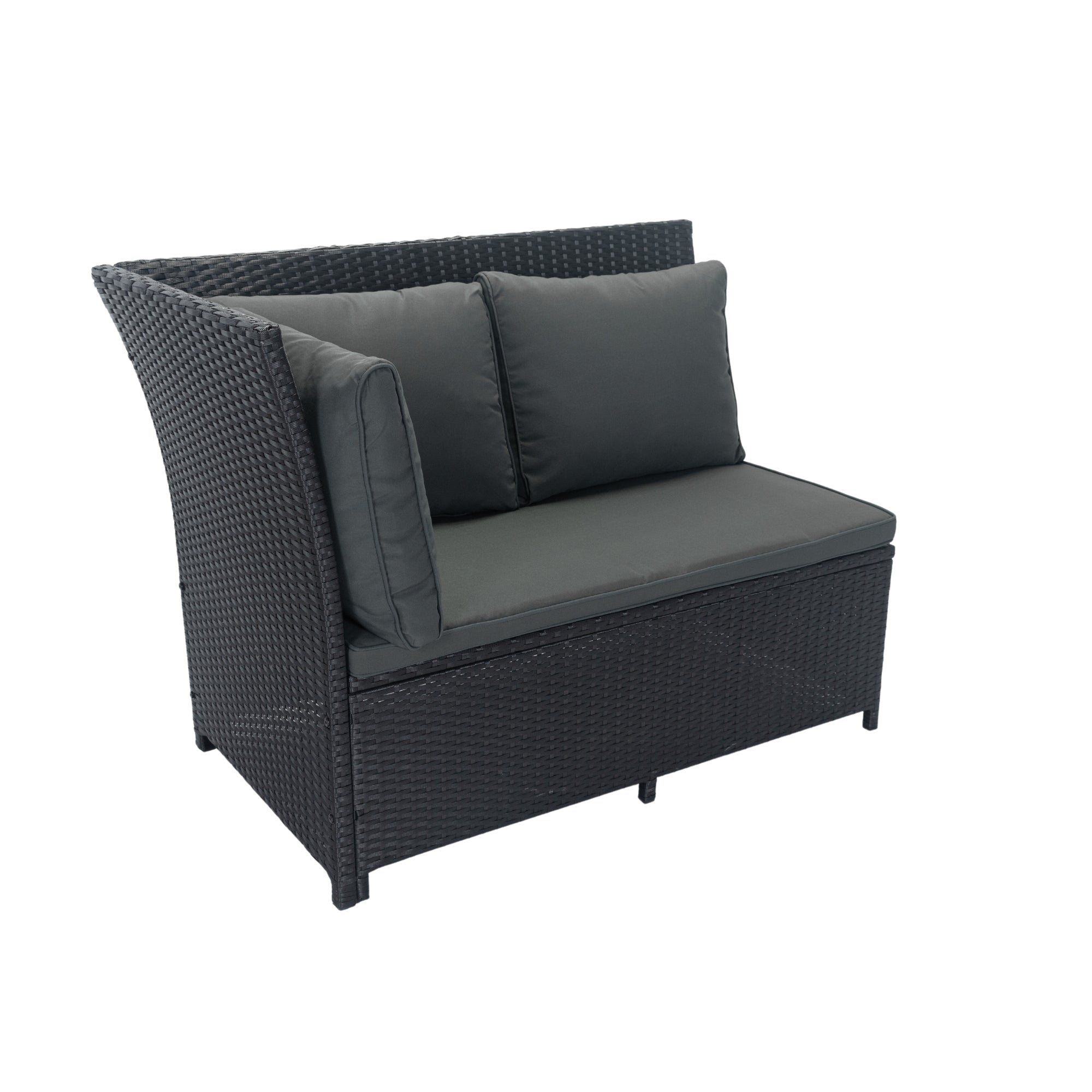 5-Piece Outdoor Patio wicker Conversation Set with 3 Storage Under Seat and Cushion JMELEPCS03B-GR