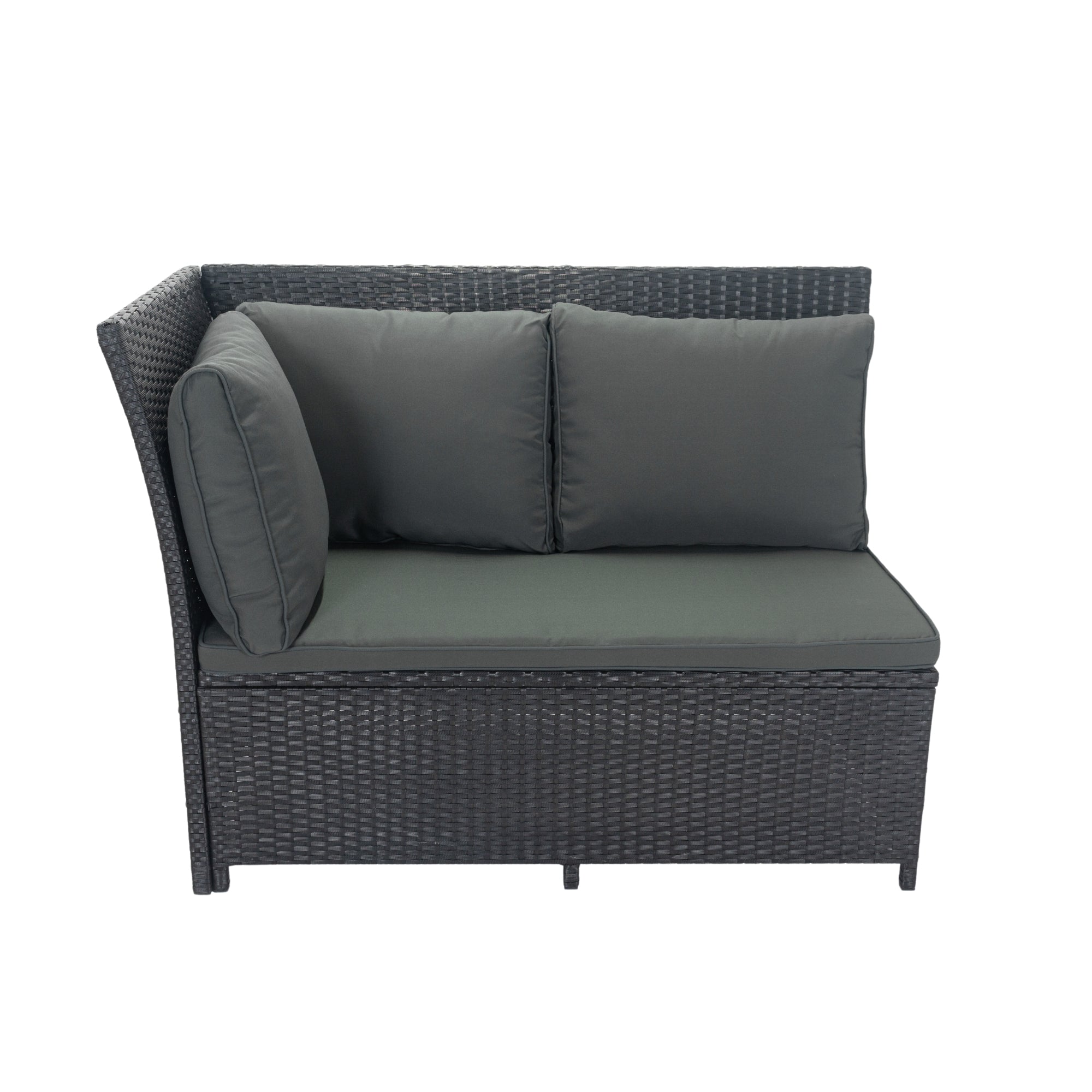 5-Piece Outdoor Patio wicker Conversation Set with 3 Storage Under Seat and Cushion JMELEPCS03B-GR