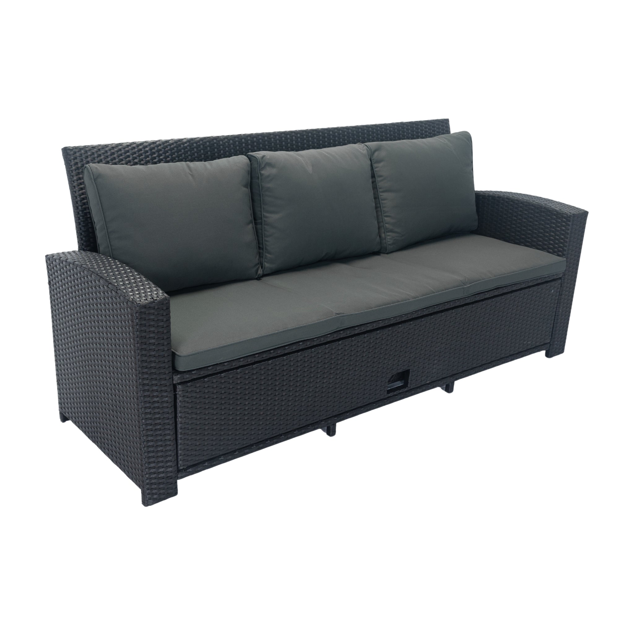 5-Piece Outdoor Patio wicker Conversation Set with 3 Storage Under Seat and Cushion JMELEPCS03B-GR