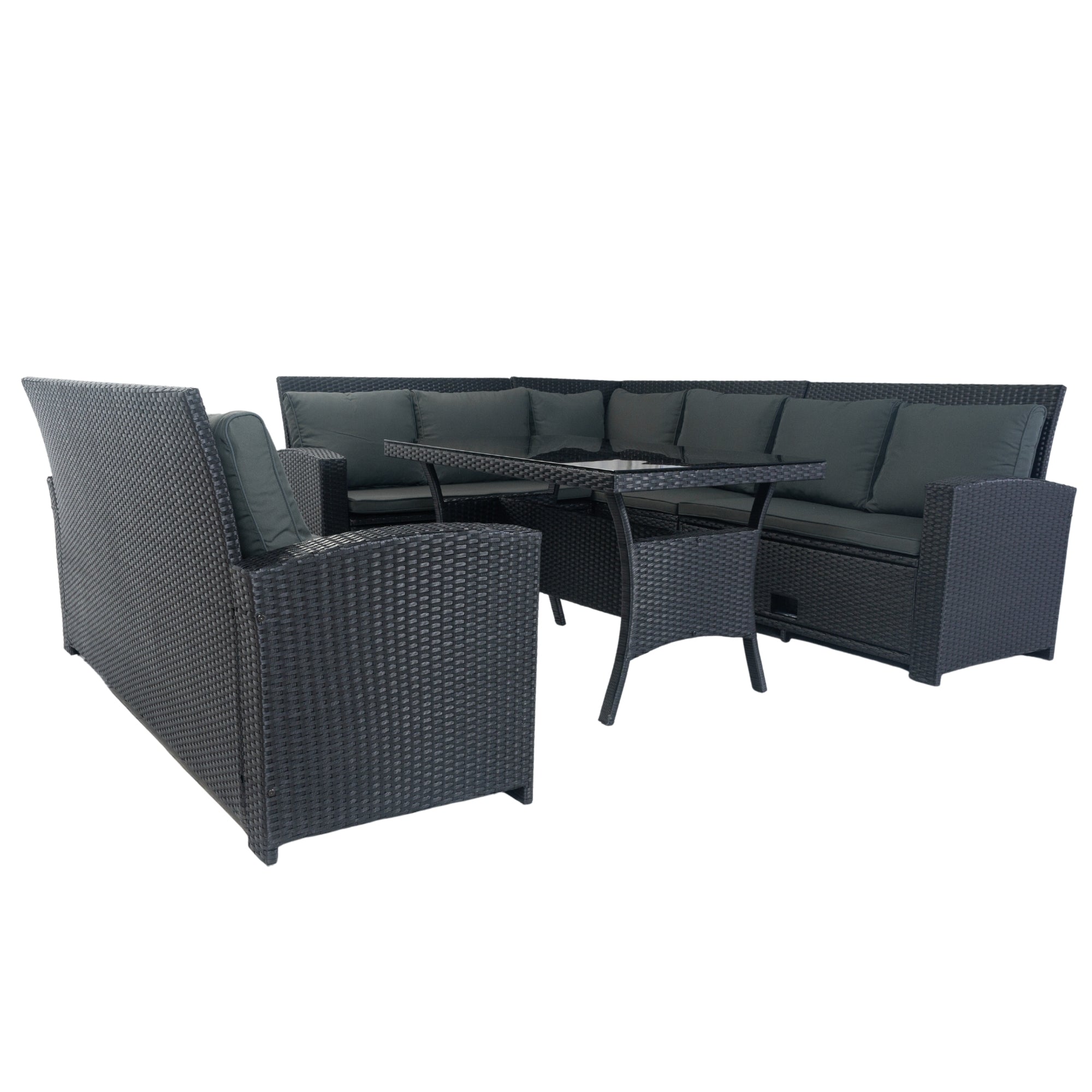 5-Piece Outdoor Patio wicker Conversation Set with 3 Storage Under Seat and Cushion JMELEPCS03B-GR