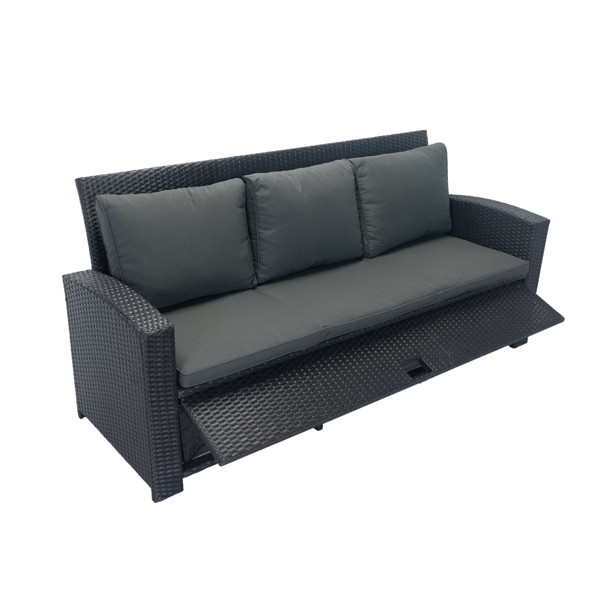 5-Piece Outdoor Patio wicker Conversation Set with 3 Storage Under Seat and Cushion JMELEPCS03B-GR