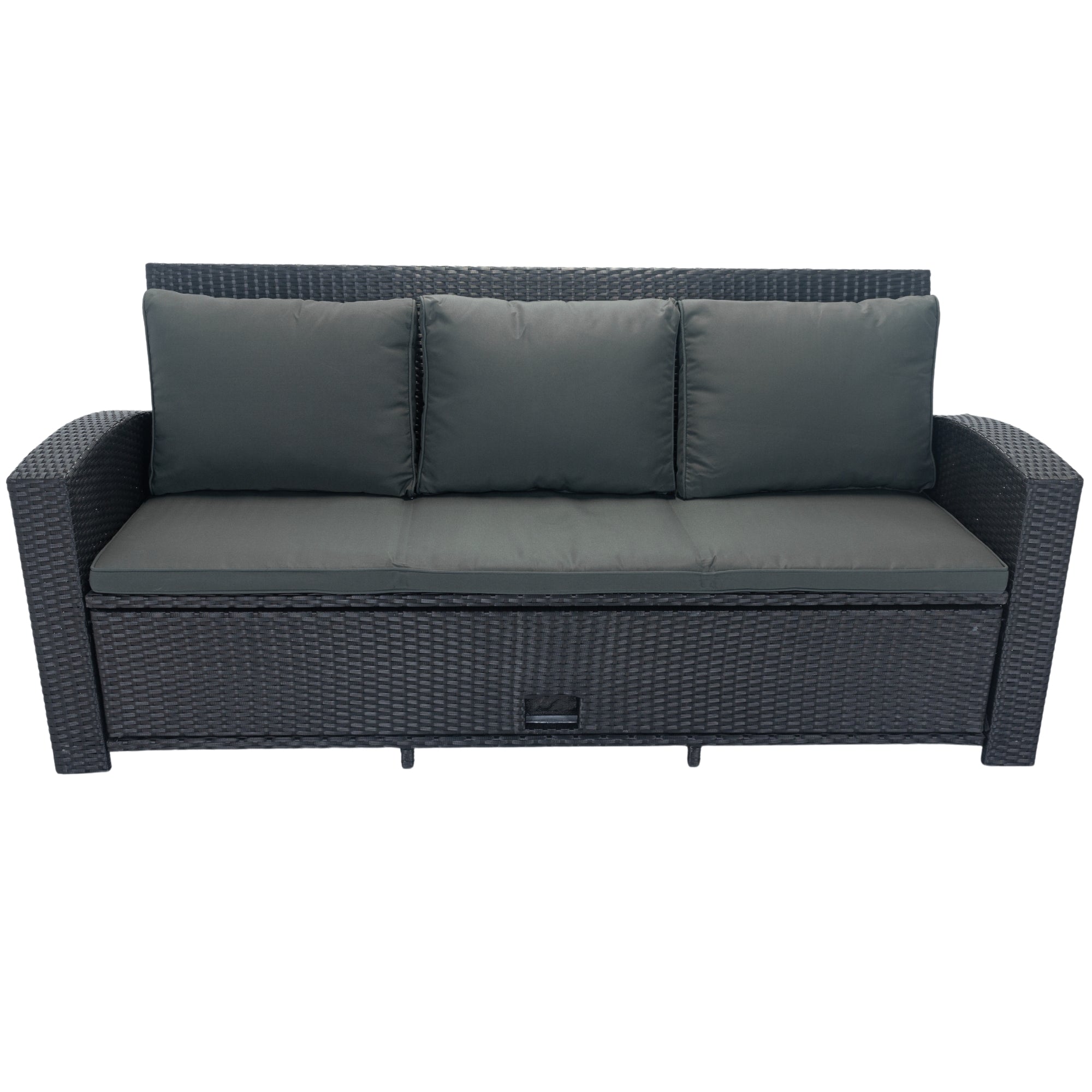 5-Piece Outdoor Patio wicker Conversation Set with 3 Storage Under Seat and Cushion JMELEPCS03B-GR