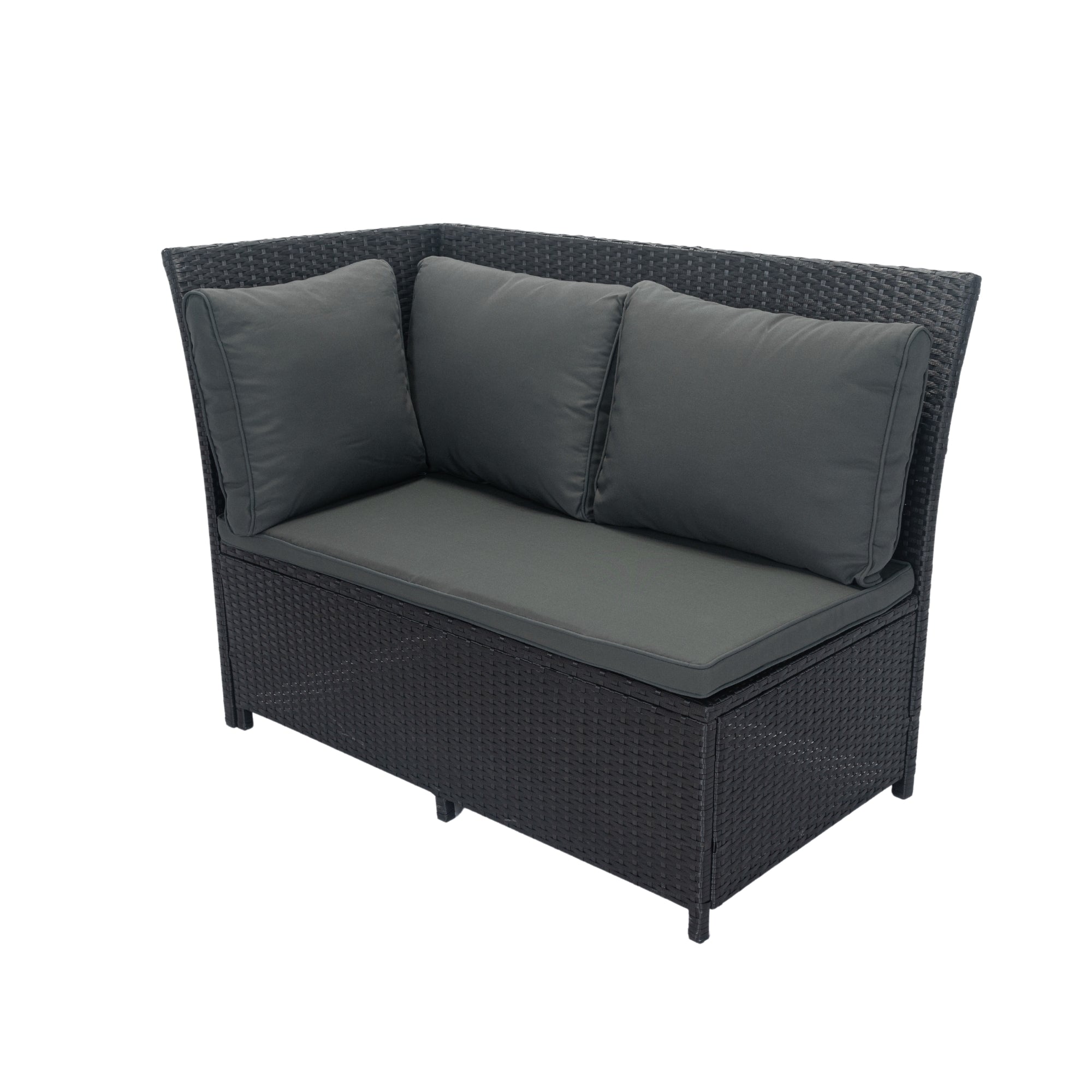 5-Piece Outdoor Patio wicker Conversation Set with 3 Storage Under Seat and Cushion JMELEPCS03B-GR