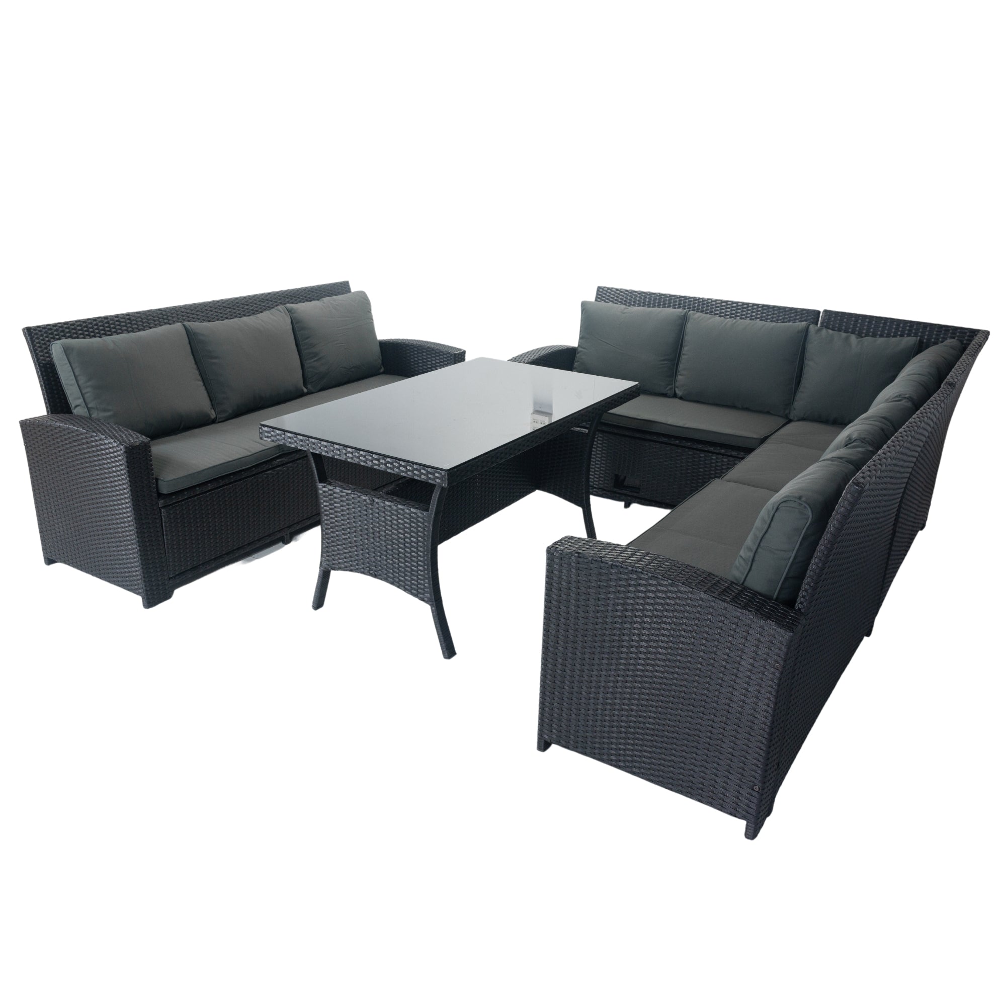 5-Piece Outdoor Patio wicker Conversation Set with 3 Storage Under Seat and Cushion JMELEPCS03B-GR