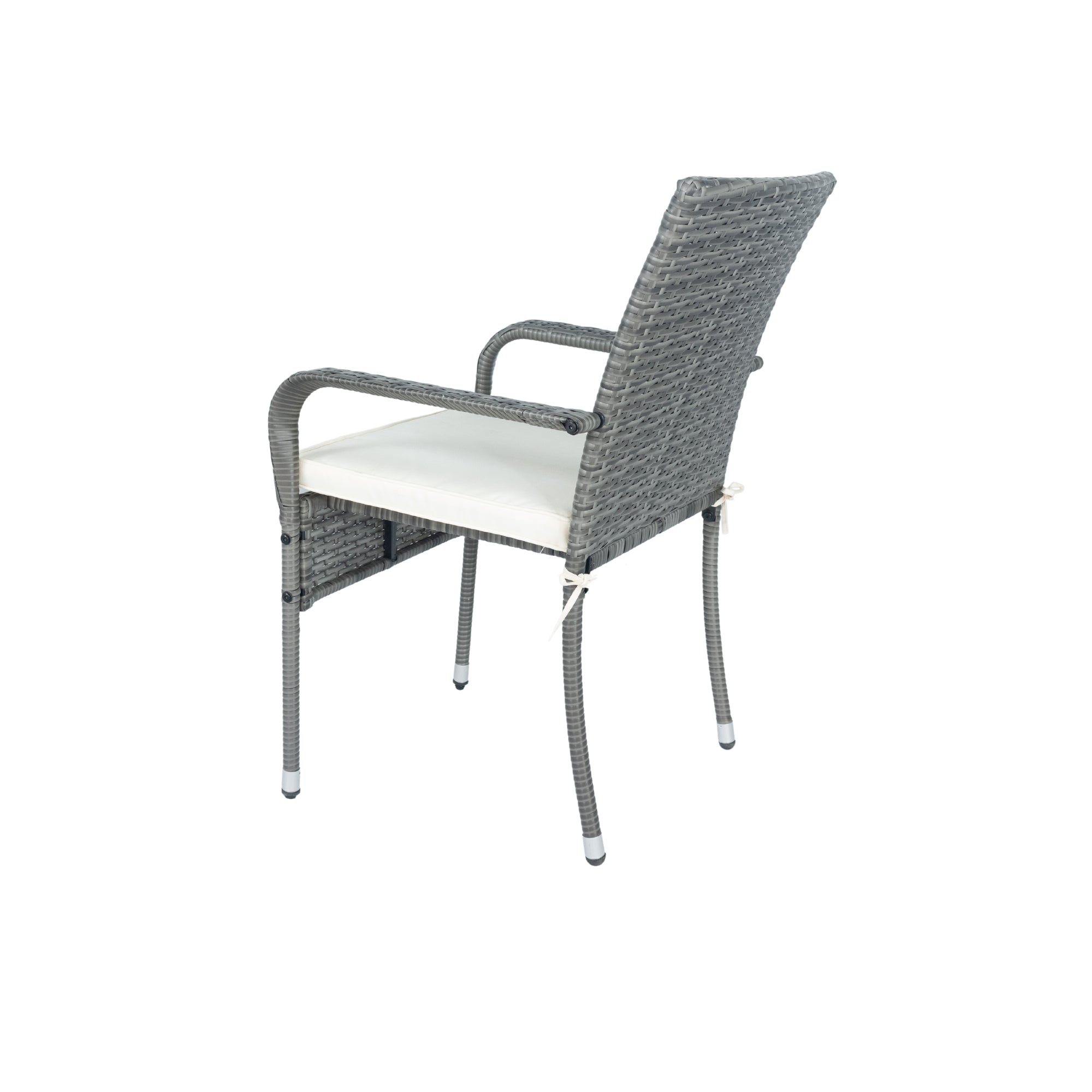 3-Piece Patio Grey Wicker Conversation Set with White Cushion BOELEPCS04GR