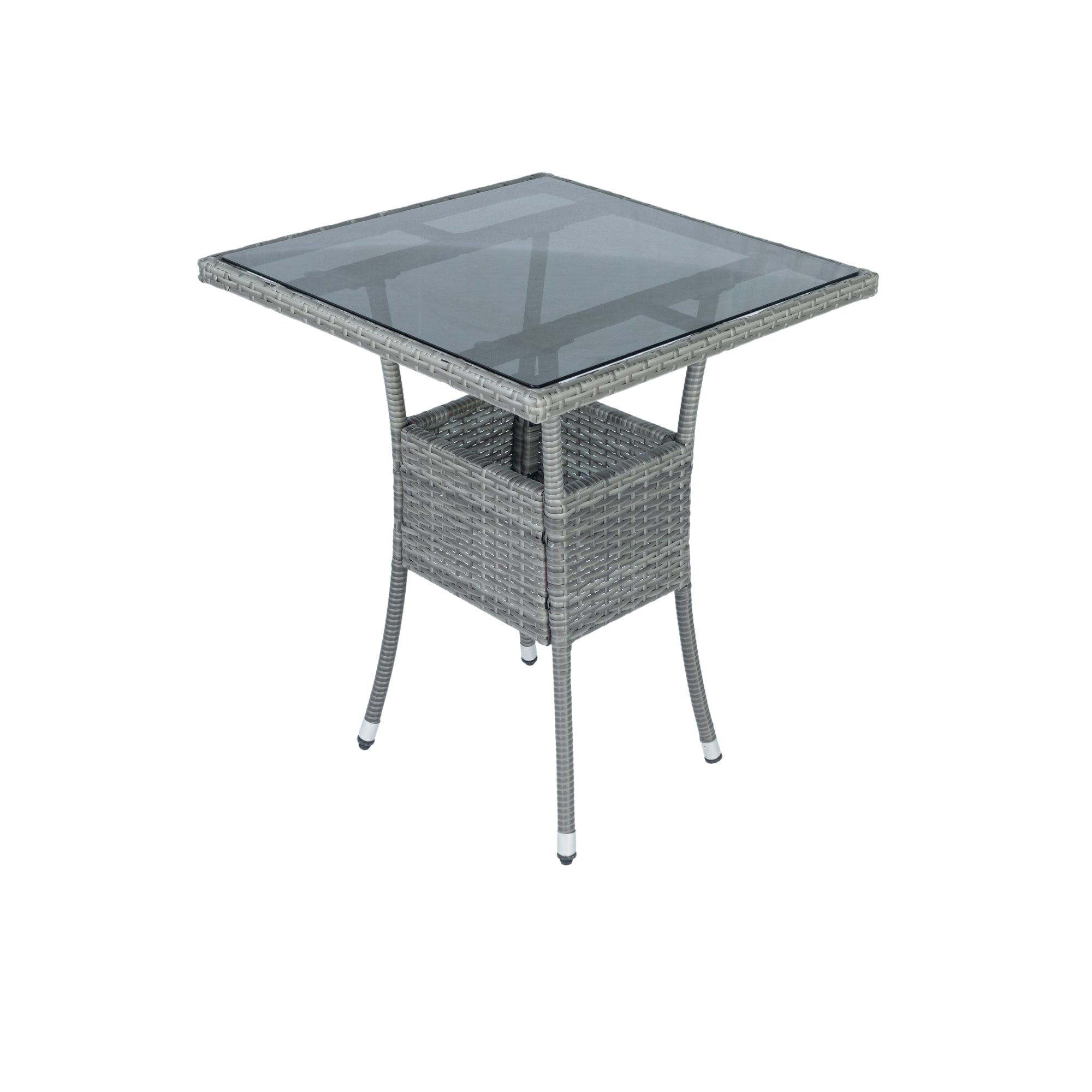 3-Piece Patio Grey Wicker Conversation Set with White Cushion BOELEPCS04GR