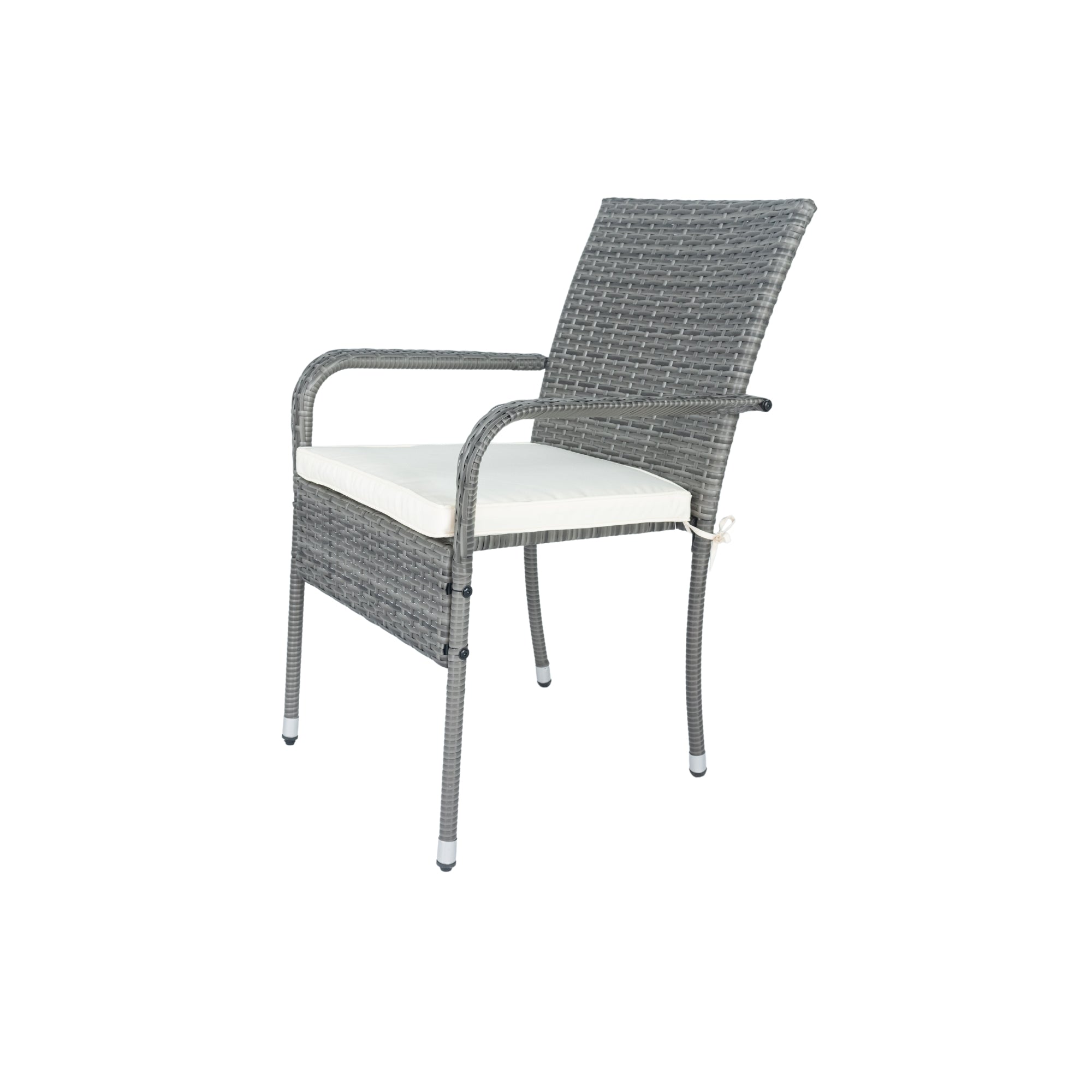 3-Piece Patio Grey Wicker Conversation Set with White Cushion BOELEPCS04GR