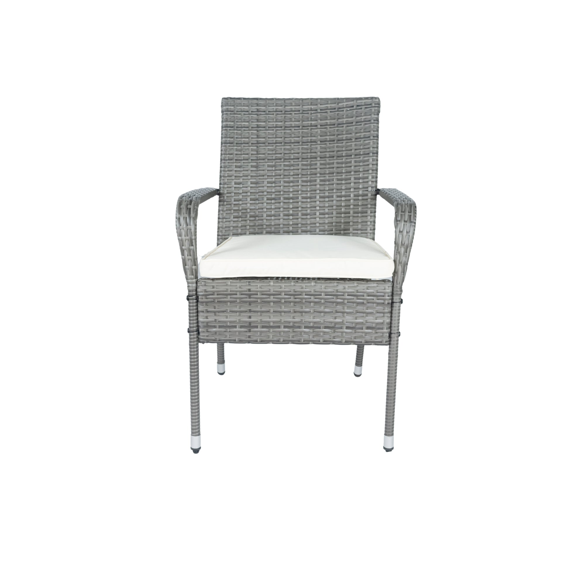 3-Piece Patio Grey Wicker Conversation Set with White Cushion BOELEPCS04GR