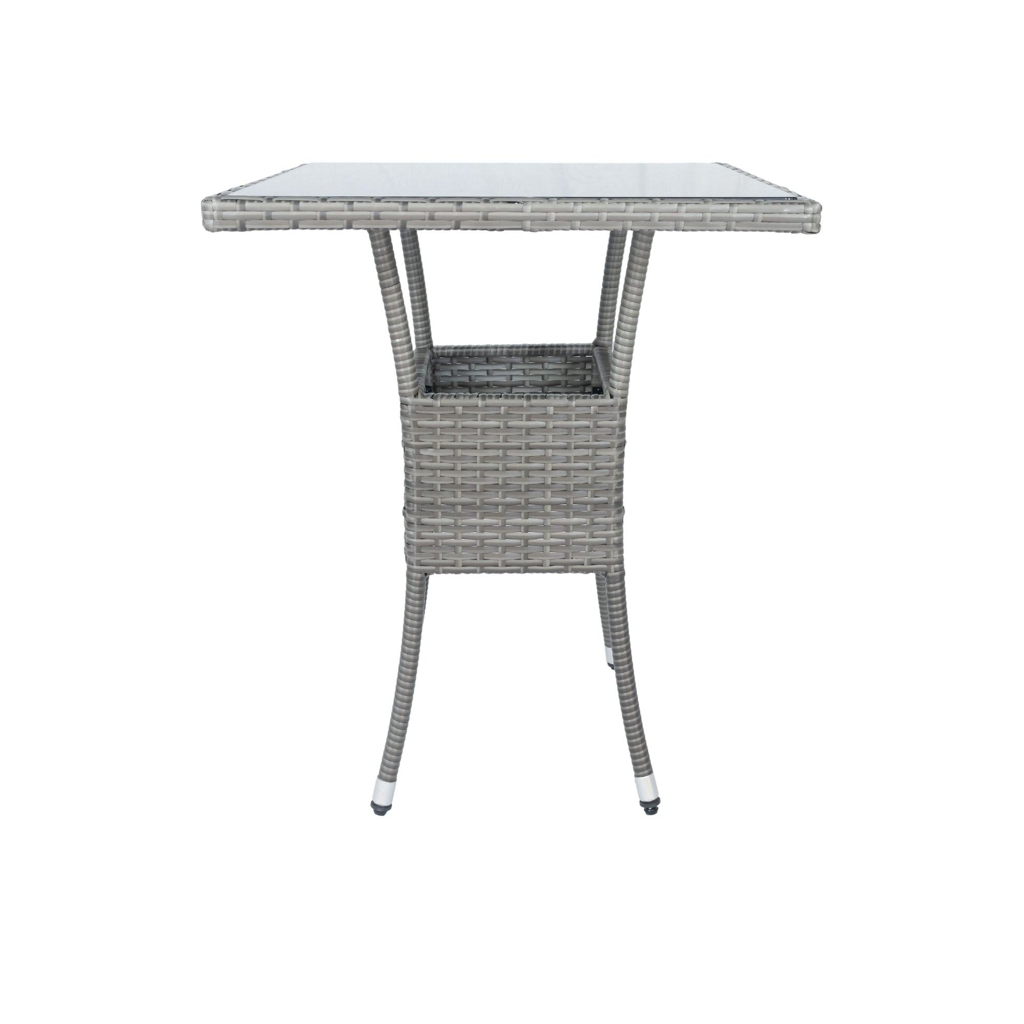 3-Piece Patio Grey Wicker Conversation Set with White Cushion BOELEPCS04GR