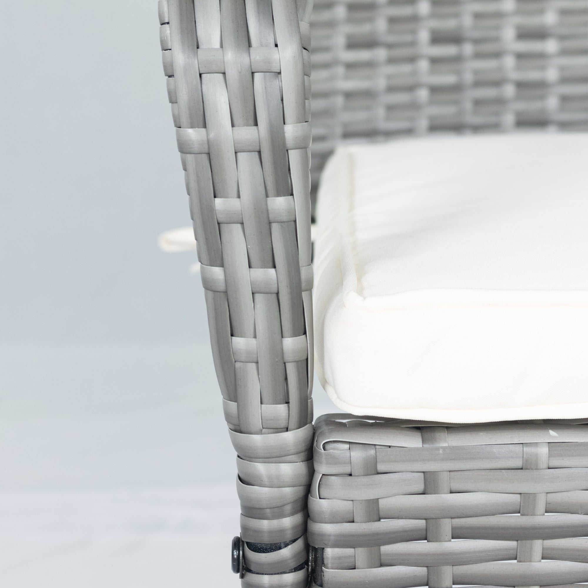 3-Piece Patio Grey Wicker Conversation Set with White Cushion BOELEPCS04GR