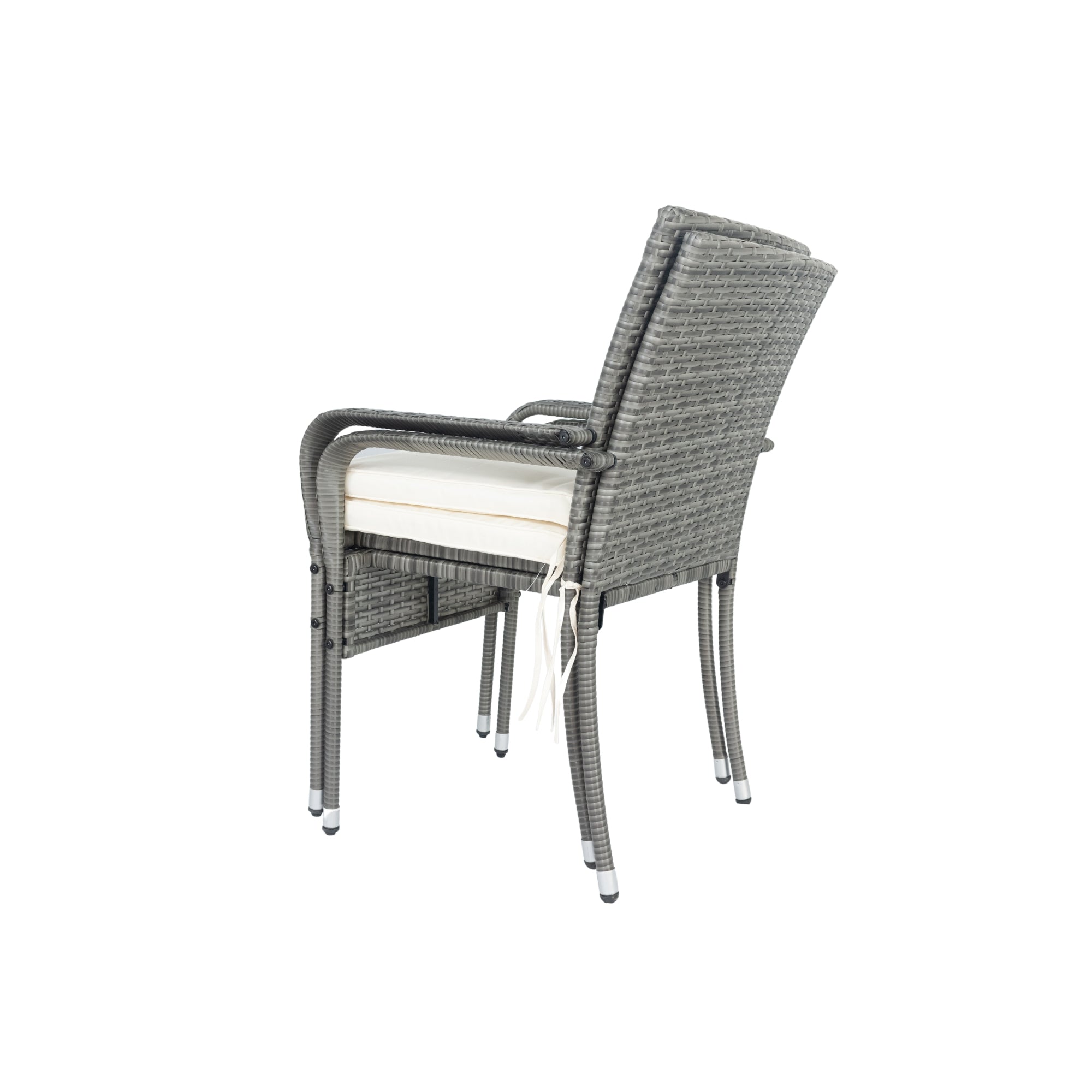 3-Piece Patio Grey Wicker Conversation Set with White Cushion BOELEPCS04GR