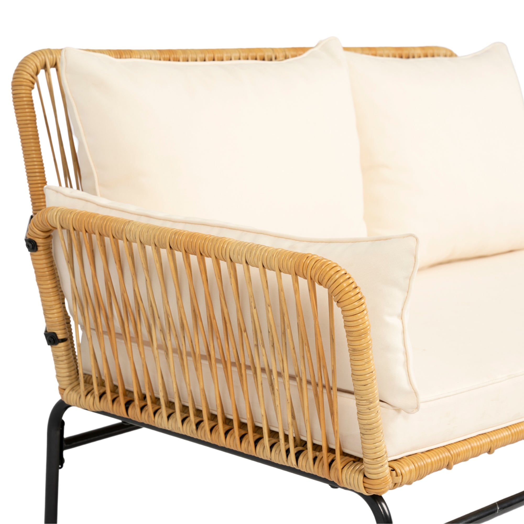 3-Pieces Outdoor Patio Wicker Furniture Sets with Table and Creme Cushion BOELEPS09NY-CR