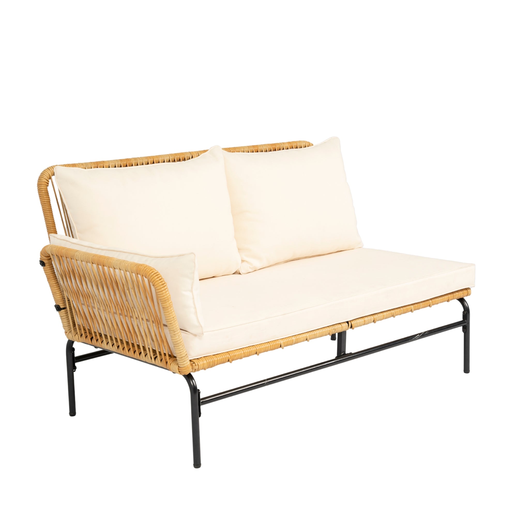 3-Pieces Outdoor Patio Wicker Furniture Sets with Table and Creme Cushion BOELEPS09NY-CR