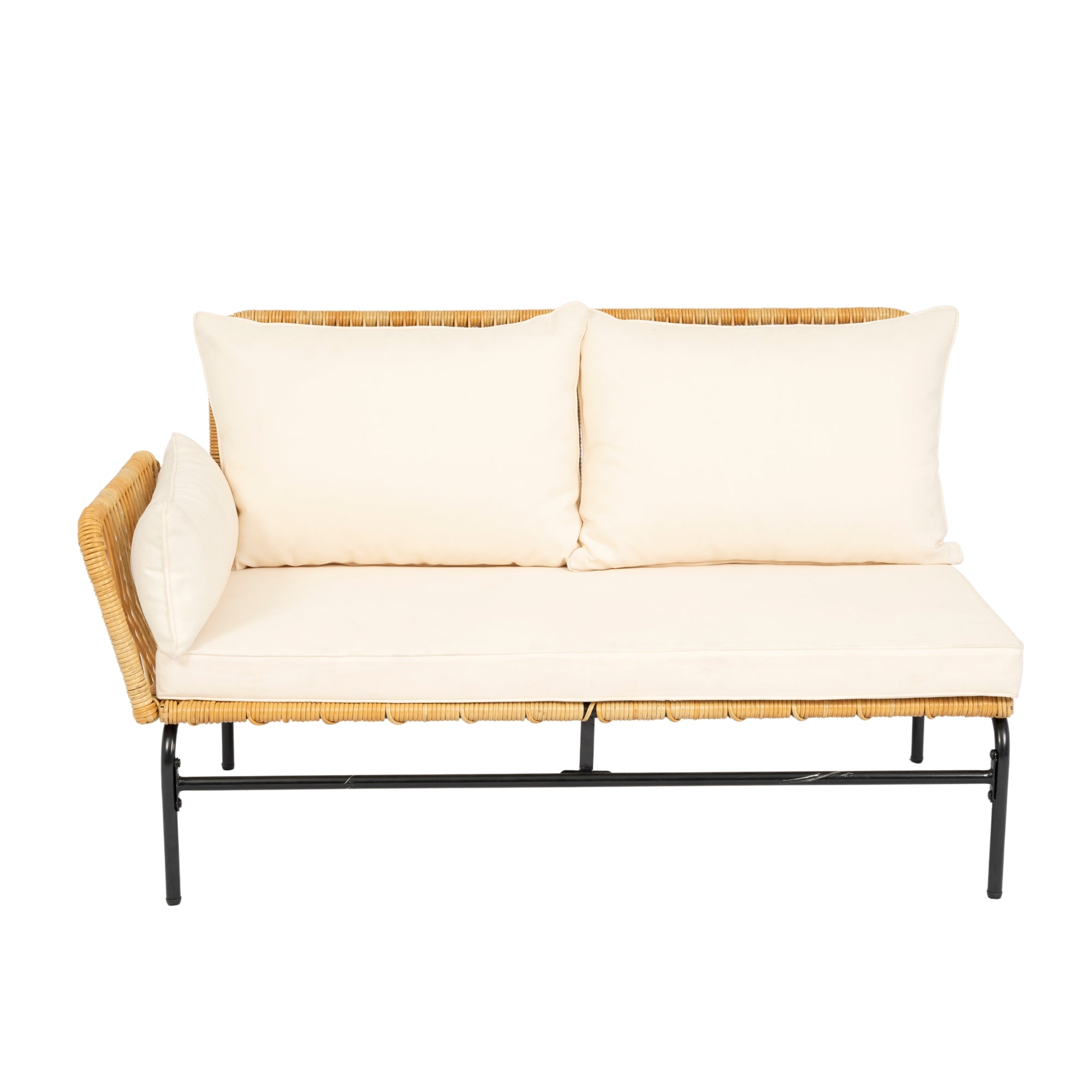 3-Pieces Outdoor Patio Wicker Furniture Sets with Table and Creme Cushion BOELEPS09NY-CR