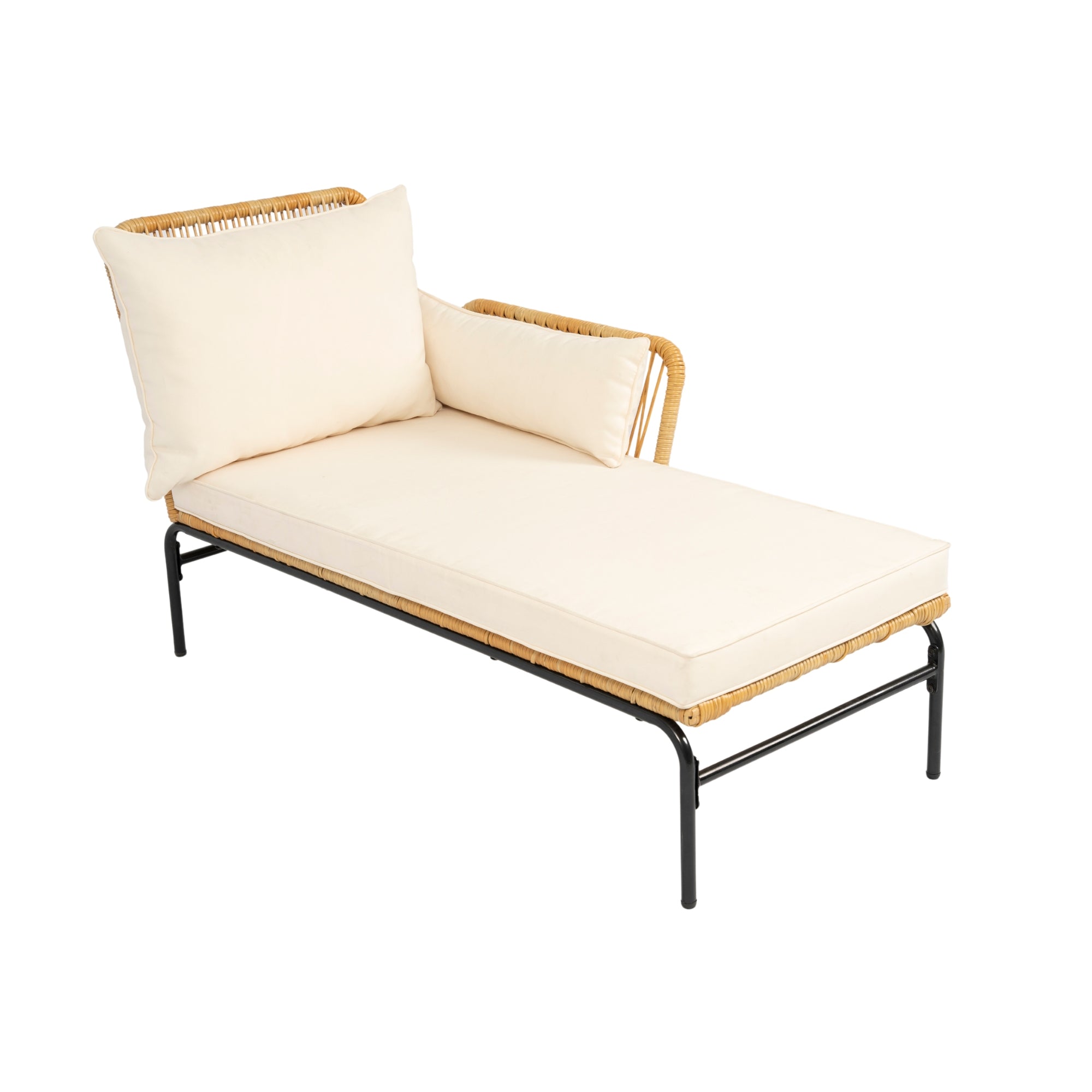 3-Pieces Outdoor Patio Wicker Furniture Sets with Table and Creme Cushion BOELEPS09NY-CR