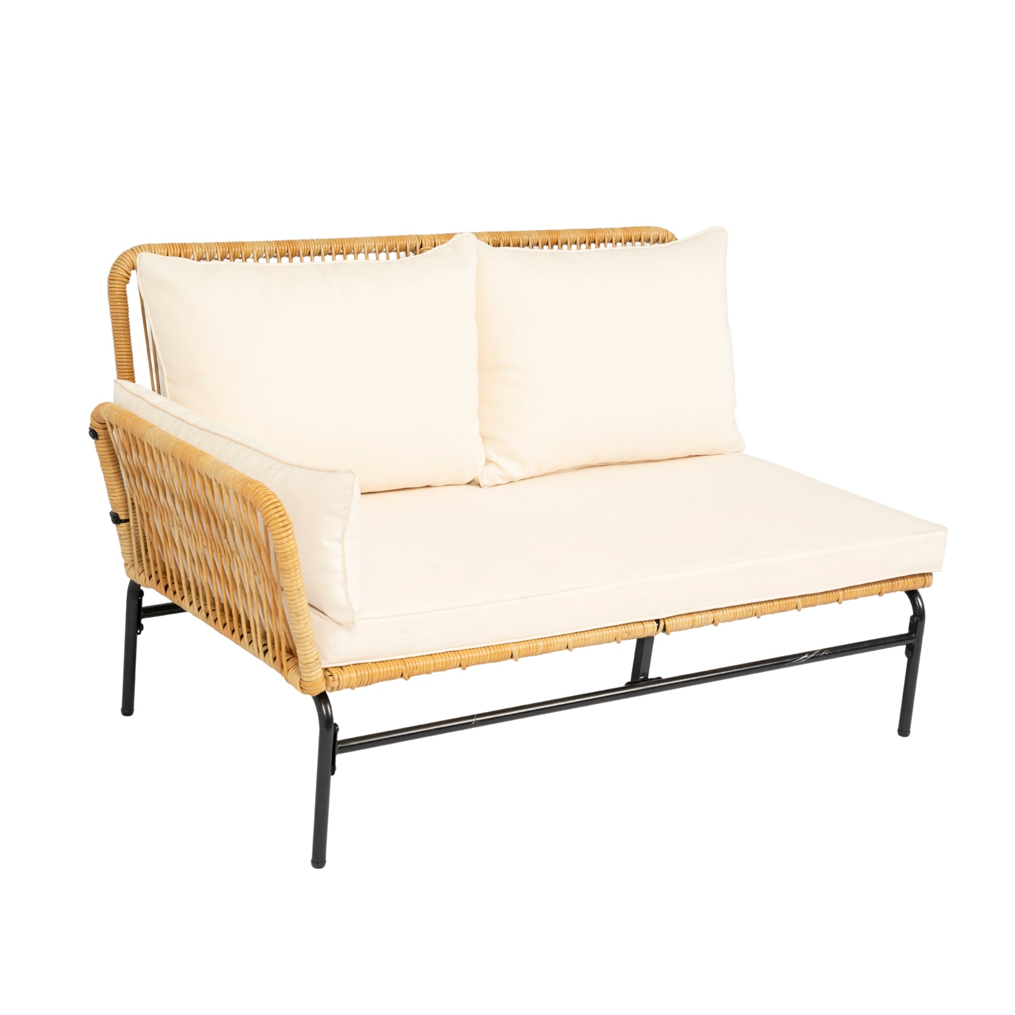 3-Pieces Outdoor Patio Wicker Furniture Sets with Table and Creme Cushion BOELEPS09NY-CR