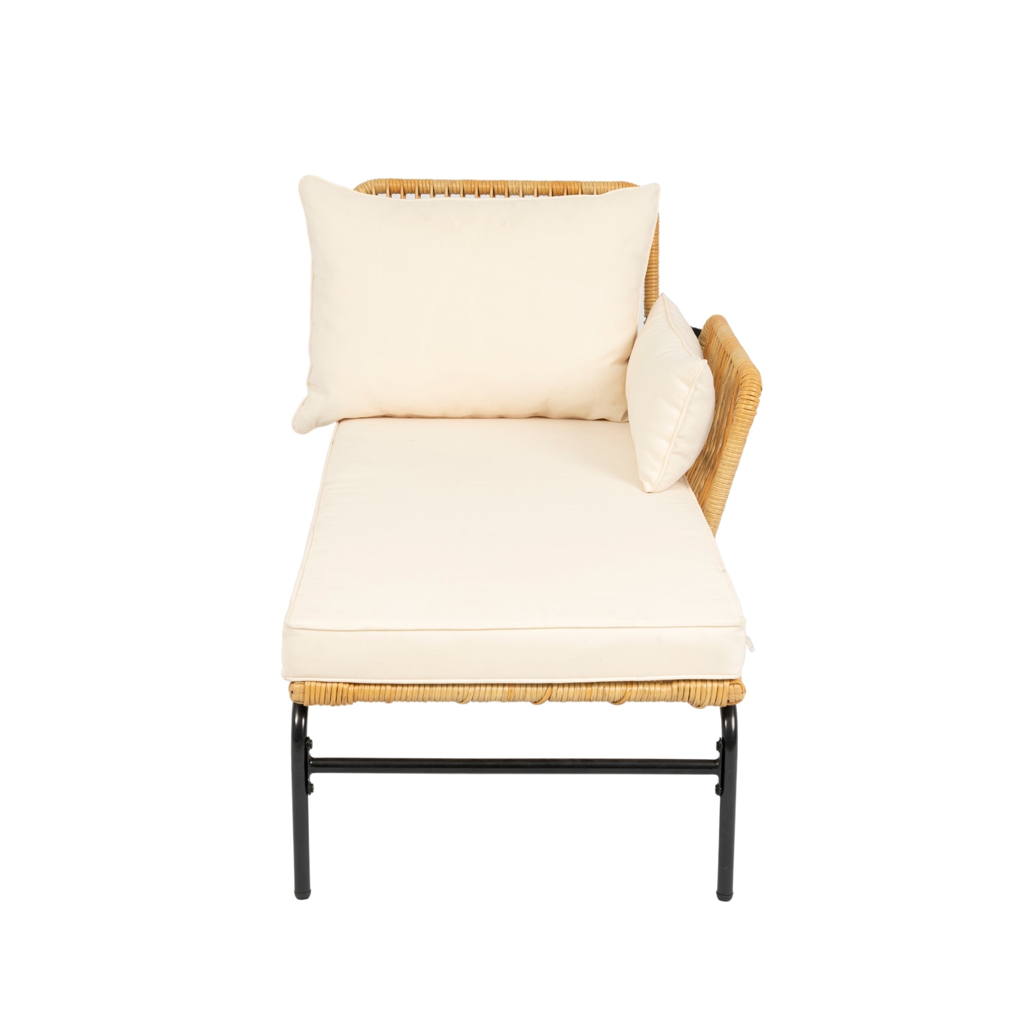 3-Pieces Outdoor Patio Wicker Furniture Sets with Table and Creme Cushion BOELEPS09NY-CR
