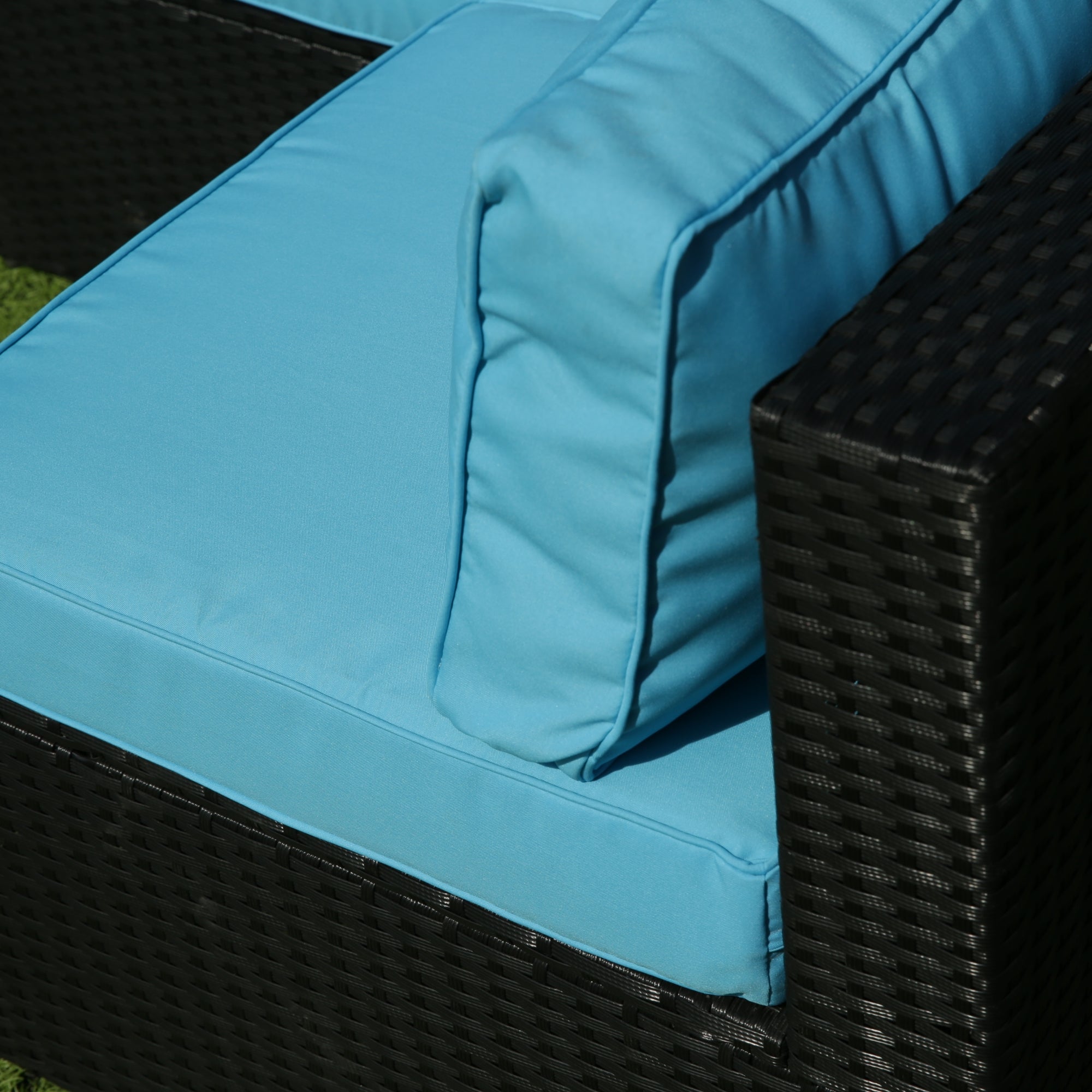 5-Pieces Outdoor PE Rattan sectional Sofa Set with 2 Pillows and Blue Cushion BOELEPS14B-BL