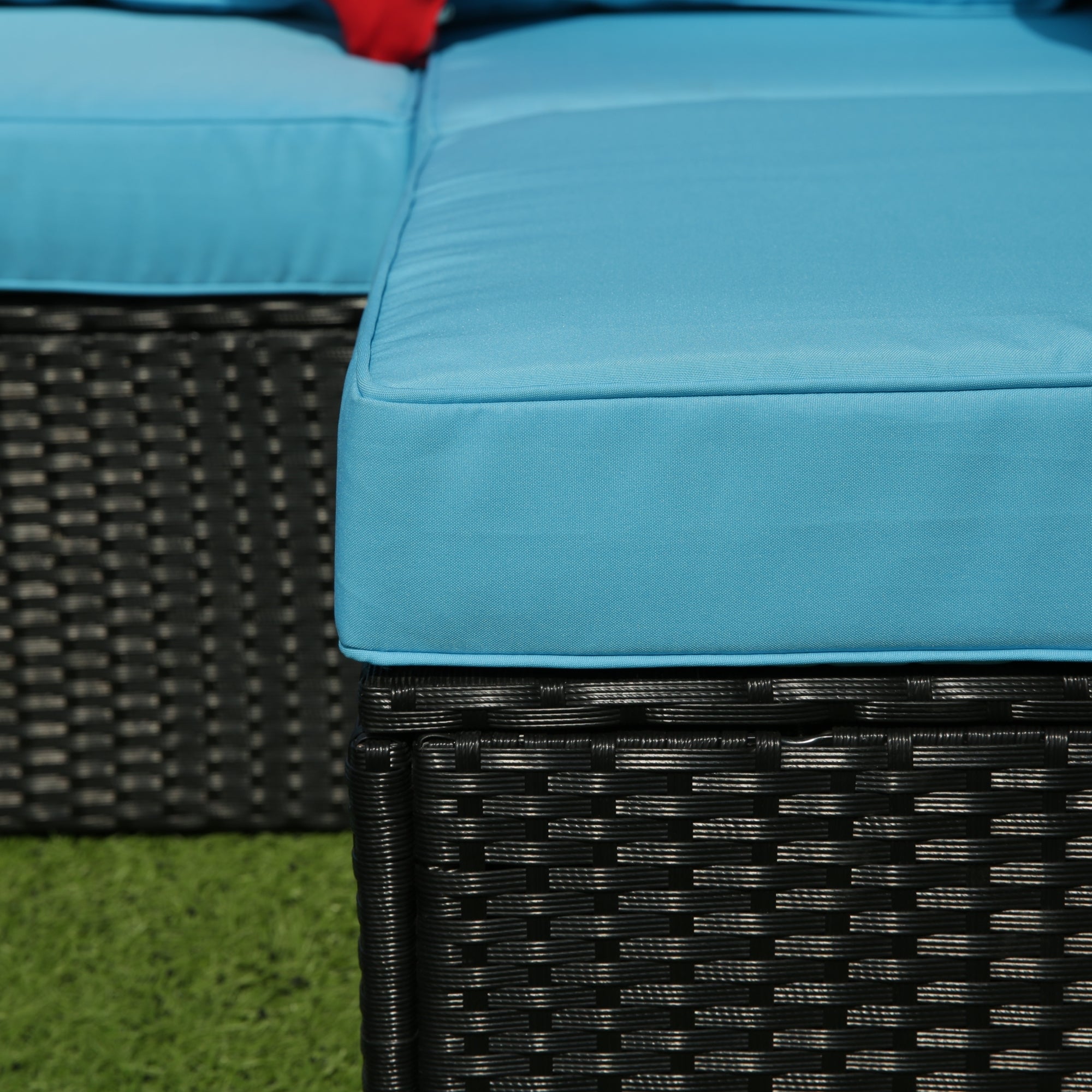 5-Pieces Outdoor PE Rattan sectional Sofa Set with 2 Pillows and Blue Cushion BOELEPS14B-BL