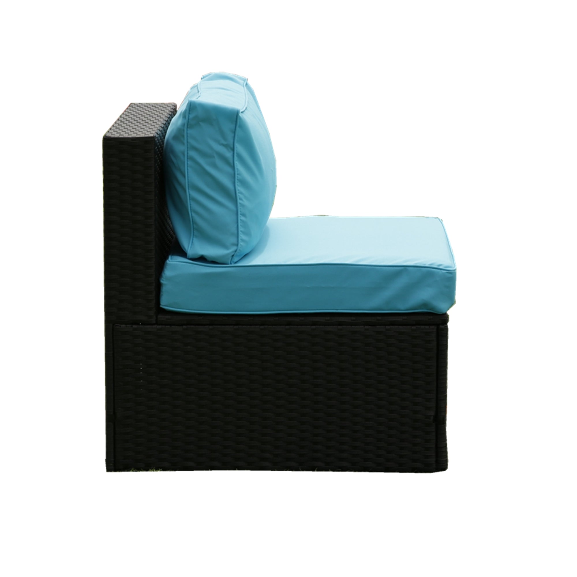 5-Pieces Outdoor PE Rattan sectional Sofa Set with 2 Pillows and Blue Cushion BOELEPS14B-BL