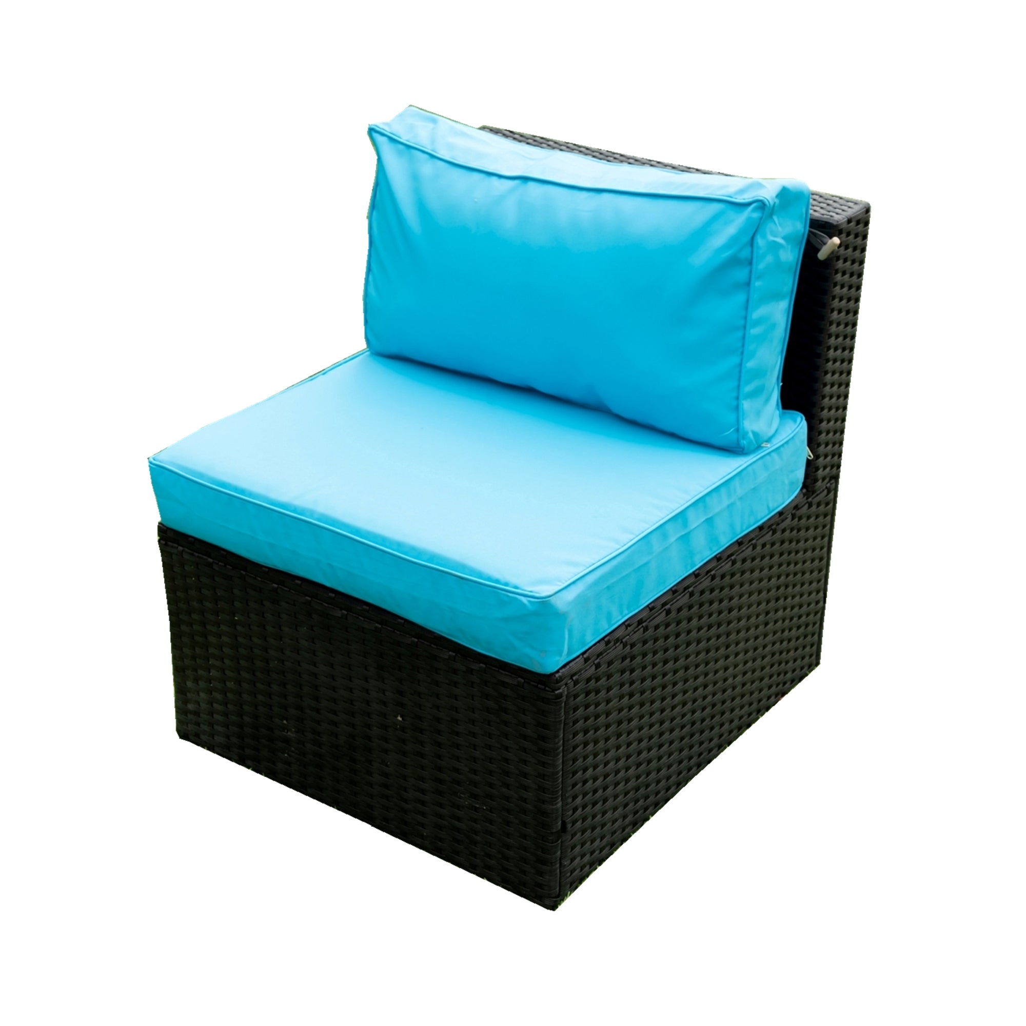 5-Pieces Outdoor PE Rattan sectional Sofa Set with 2 Pillows and Blue Cushion BOELEPS14B-BL
