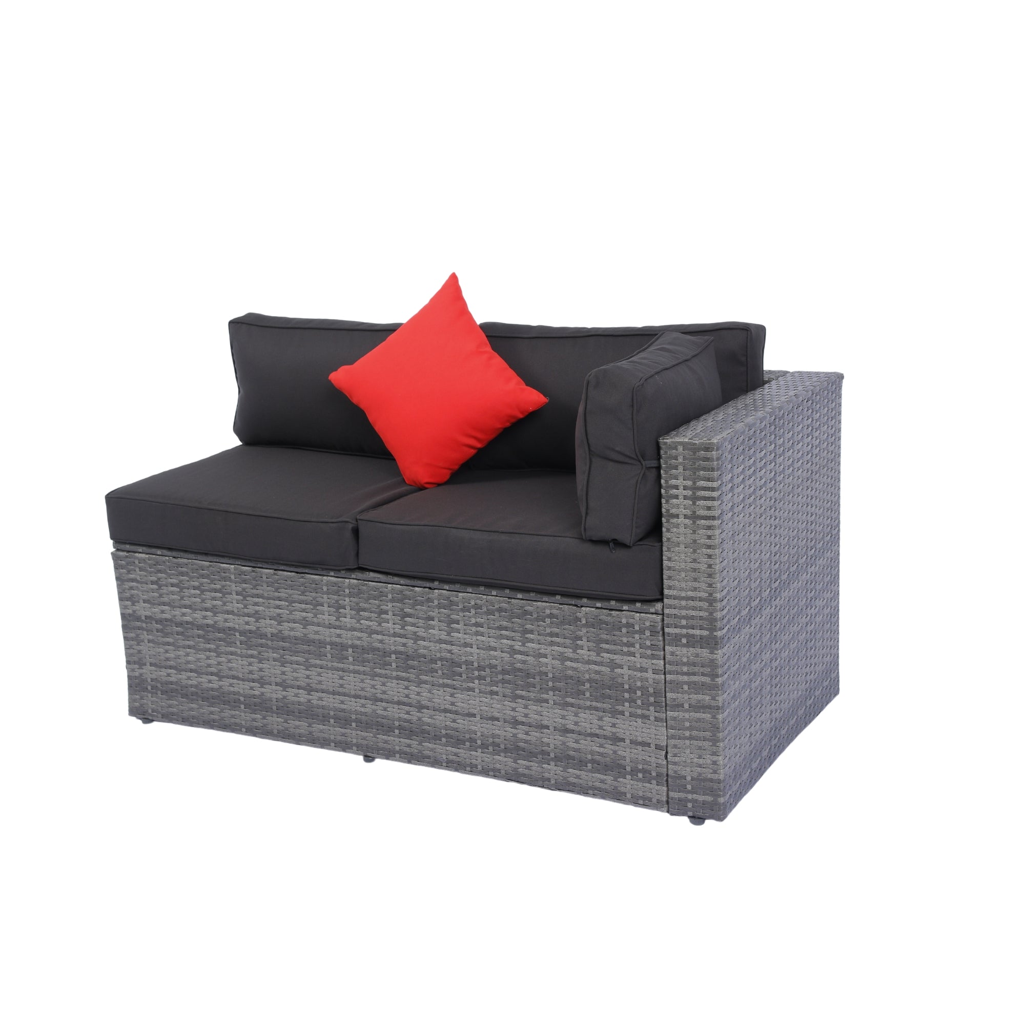 5-Pieces Outdoor PE Rattan sectional Sofa Set with 2 Pillows and Cushion BOELEPS14GR-B