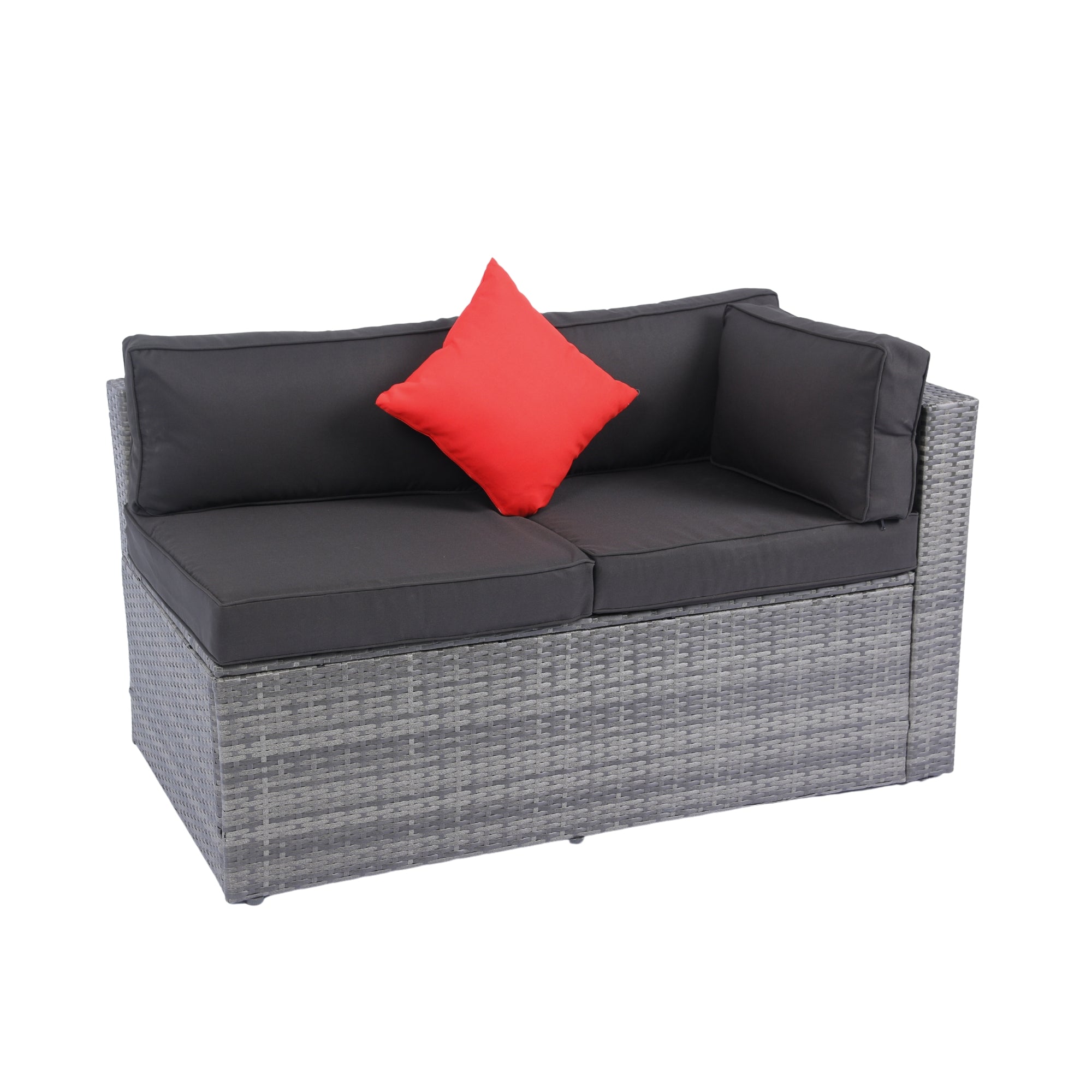 5-Pieces Outdoor PE Rattan sectional Sofa Set with 2 Pillows and Cushion BOELEPS14GR-B